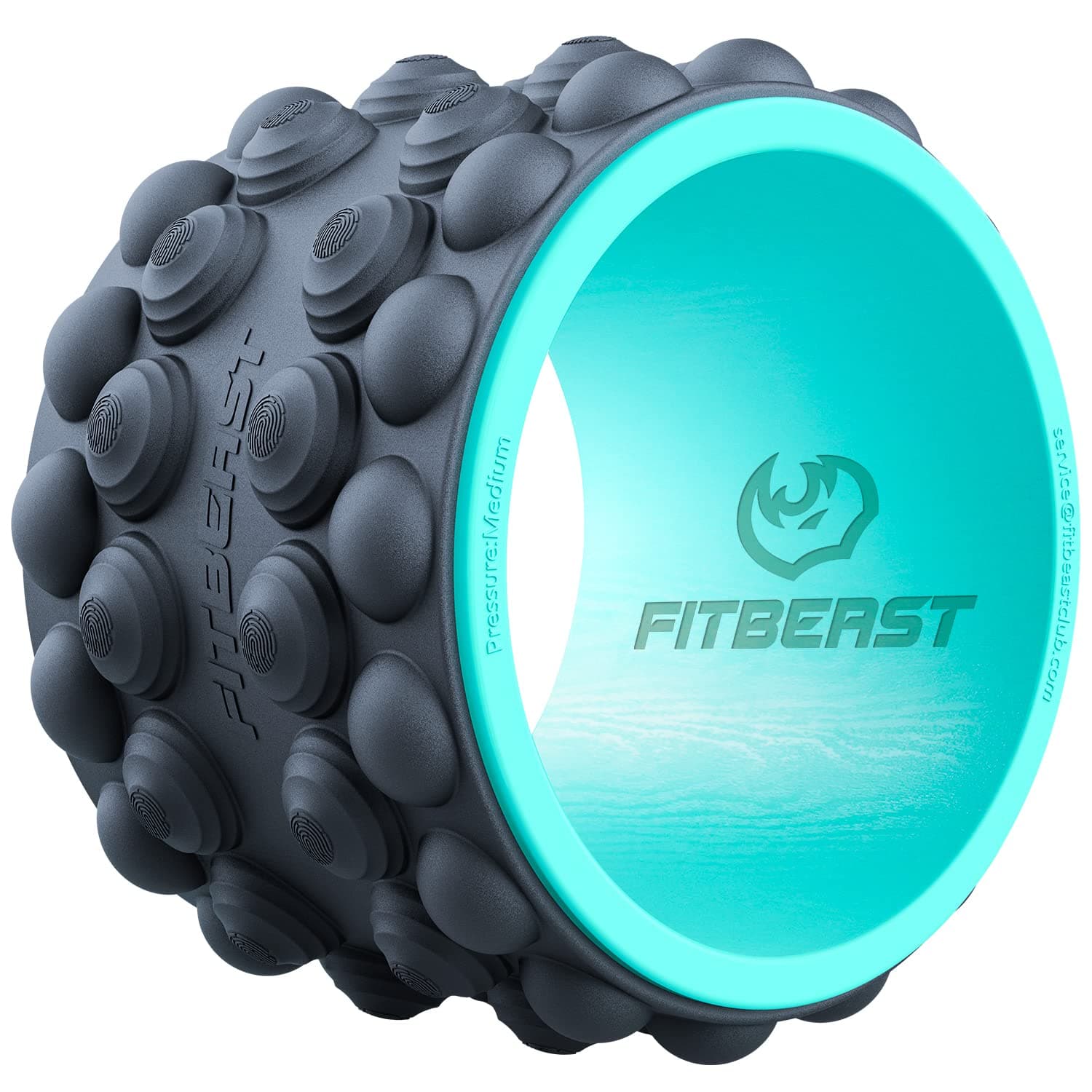 FitBeast Back Roller, Back Wheel Foam Roller - Targeted Muscle Roller for Deep Tissue Massage, Back Stretcher (9'', Blue)