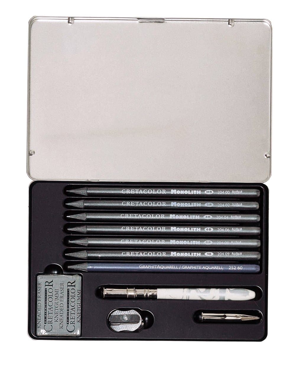 Cretacolor Monolith Graphite Pencil Tin Box Set 11 Pieces