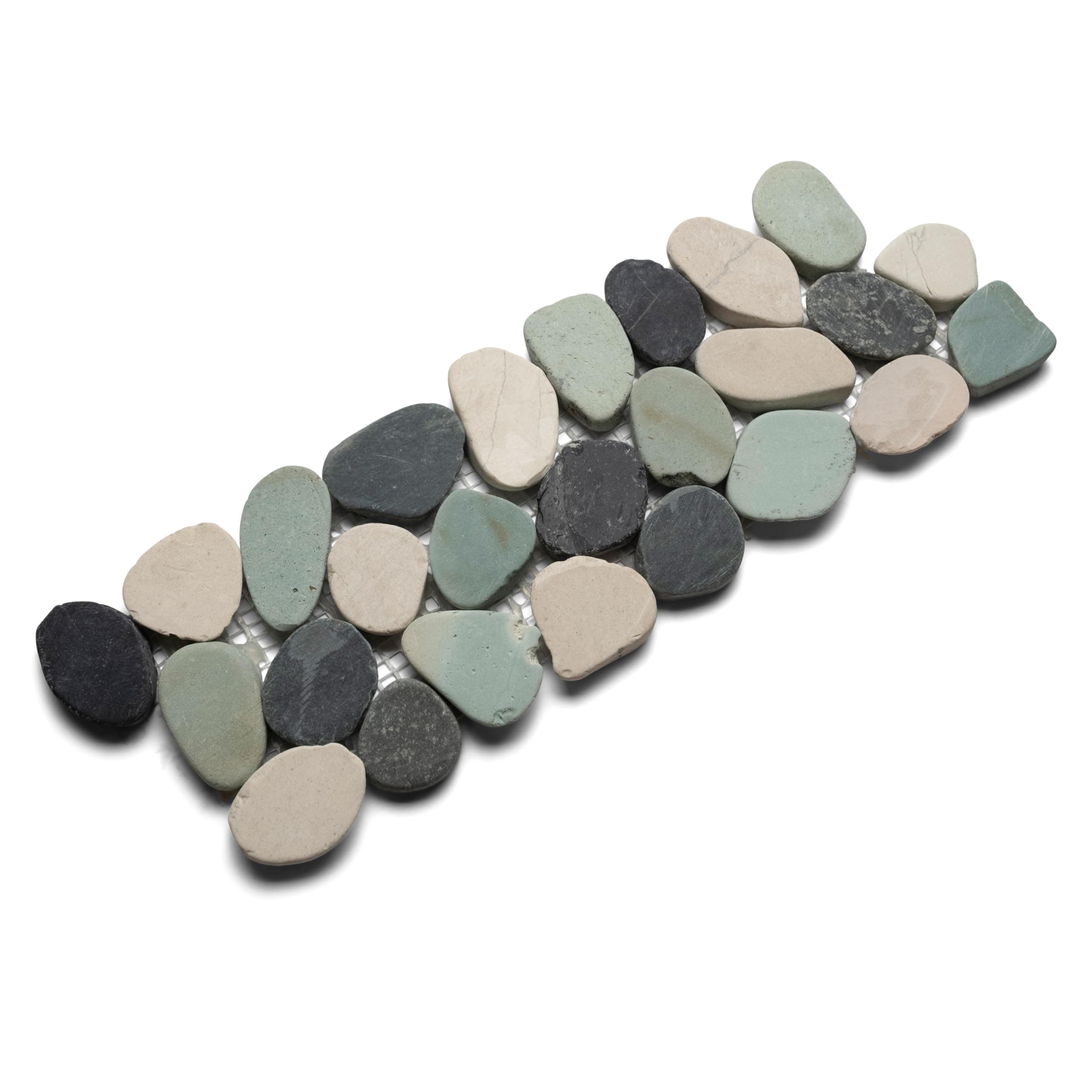CNK Tile Sliced Bali Turtle Pebble Tile Border - 4" x 12" Unpolished Natural Stone Mosaic for Bathroom Kitchen Backsplash Shower Floor & Wall Decor - Durable Eco-Friendly Easy Installation - Pack of 1