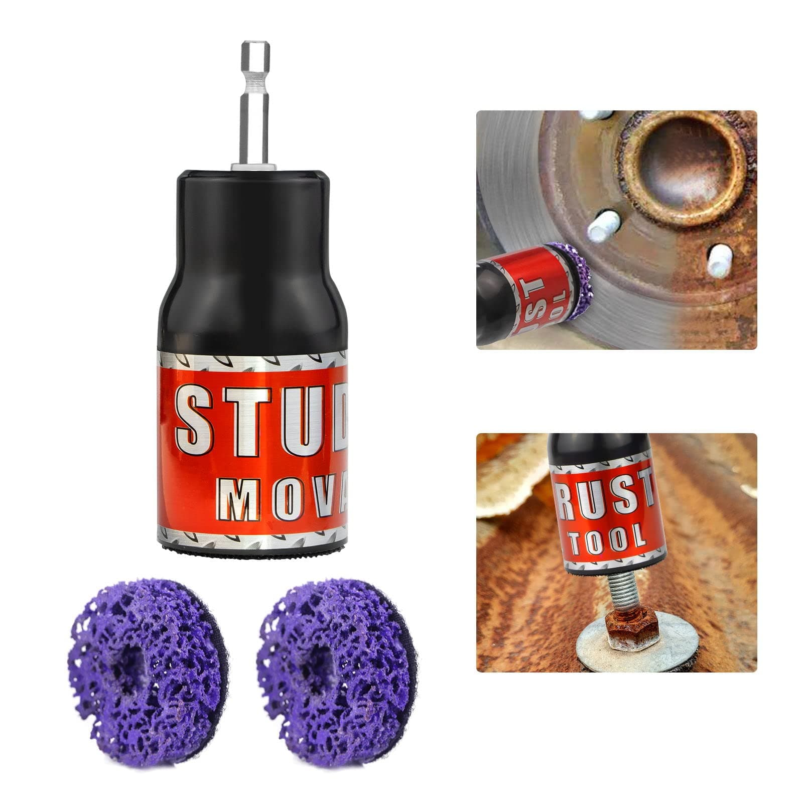 Metal Rescue Stud Hub Rust Removal Tool-Stud Cleaner Wheel Cleaning Tool, Screws, Bolts and Metal Surfaces for 1/2" Impact Wrenches or Electric Drill