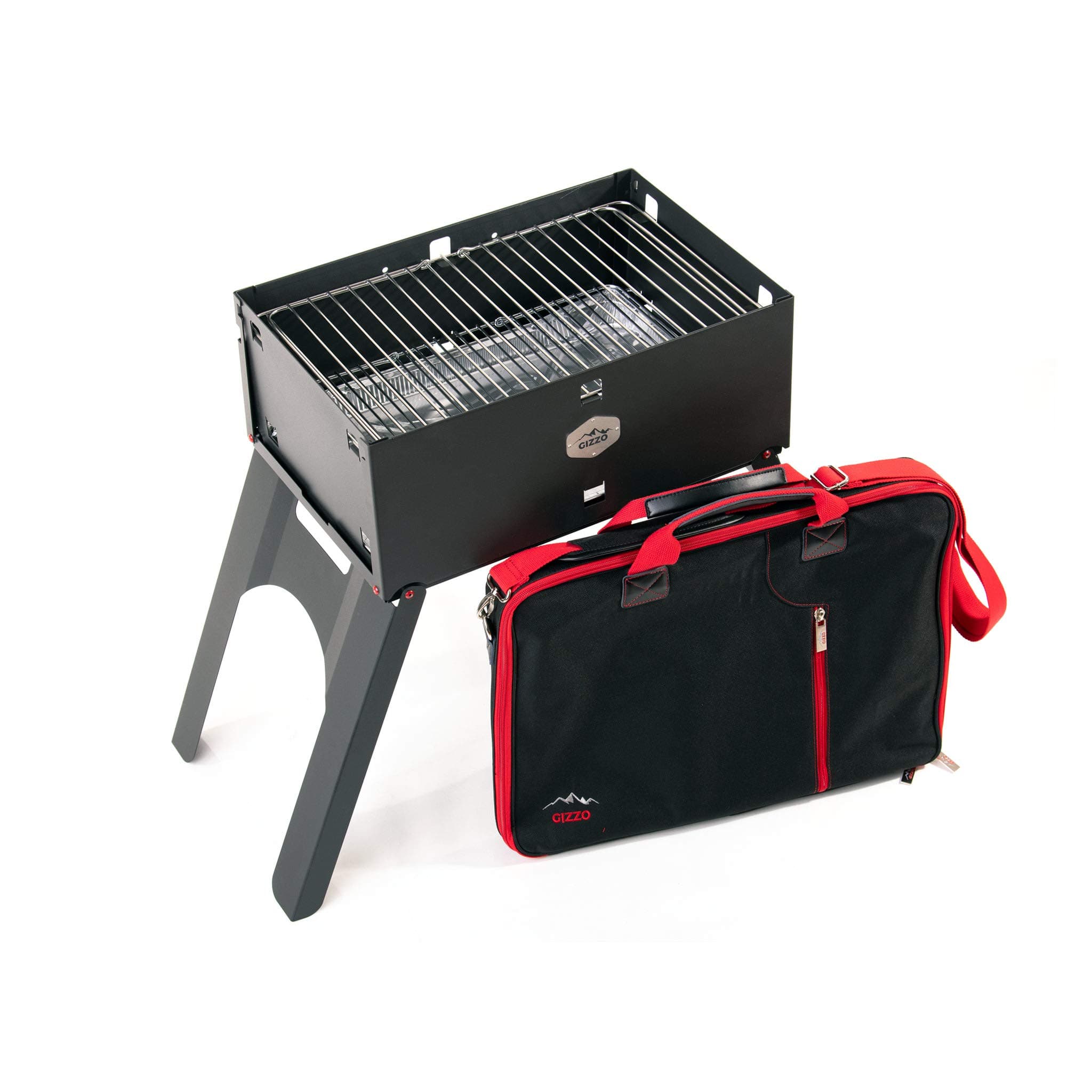 Portable Charcoal Grill Gizzo, Camping Grilling, Foldable, Tailgate, Small Compact BBQ Gadget, Patio, Picnic