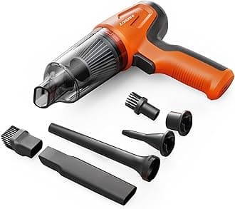 Ambrane 80W Wireless Hand Vacuum & Air Blower 2-in-1 Portable Cordless Vacuum Cleaner for Car with Powerful Suction, HEPA Filter, Compact & Lightweight for Car & Pet Hair (Mini Vac 02, Orange)