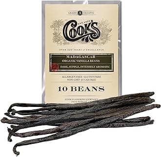 10 Organic Madagascar Whole Vanilla Beans, Grade A Vanilla Pods, Premium Vanilla Beans for Making Extract & Baking -