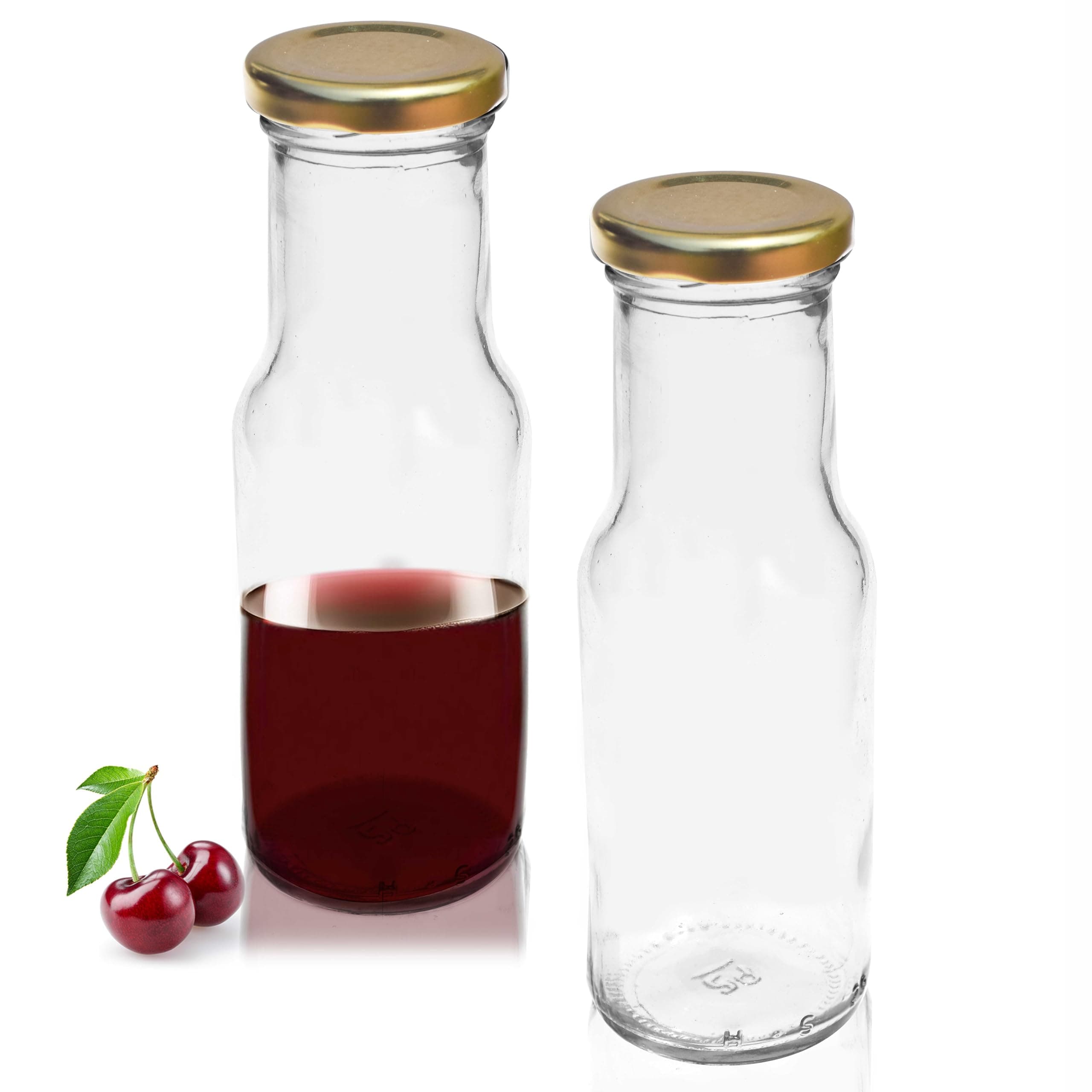Pure Source India 200 ML Milk Bottle,Can Be Use As Water Bottle,Juice Bottle Too, Set Of 2 Pcs Coming With Airtight Gold Color Metal Cap(200 ML Glass Bottle)