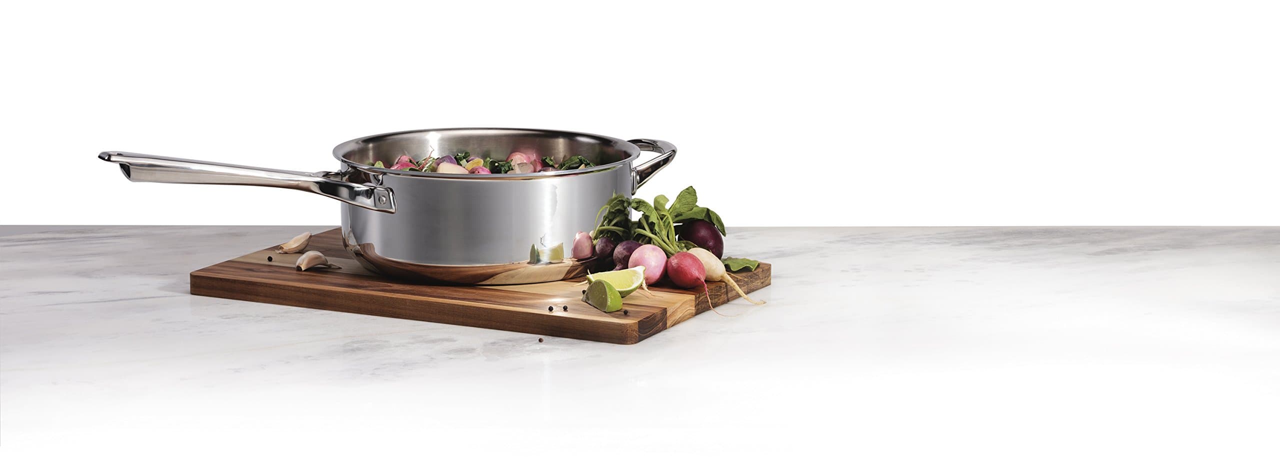 Wolf Gourmet Cookware - 6 qrt Deep Sauté Pan, Ergonomic Handle, Dishwasher Safe, Stainless Steel (WGCW156S)