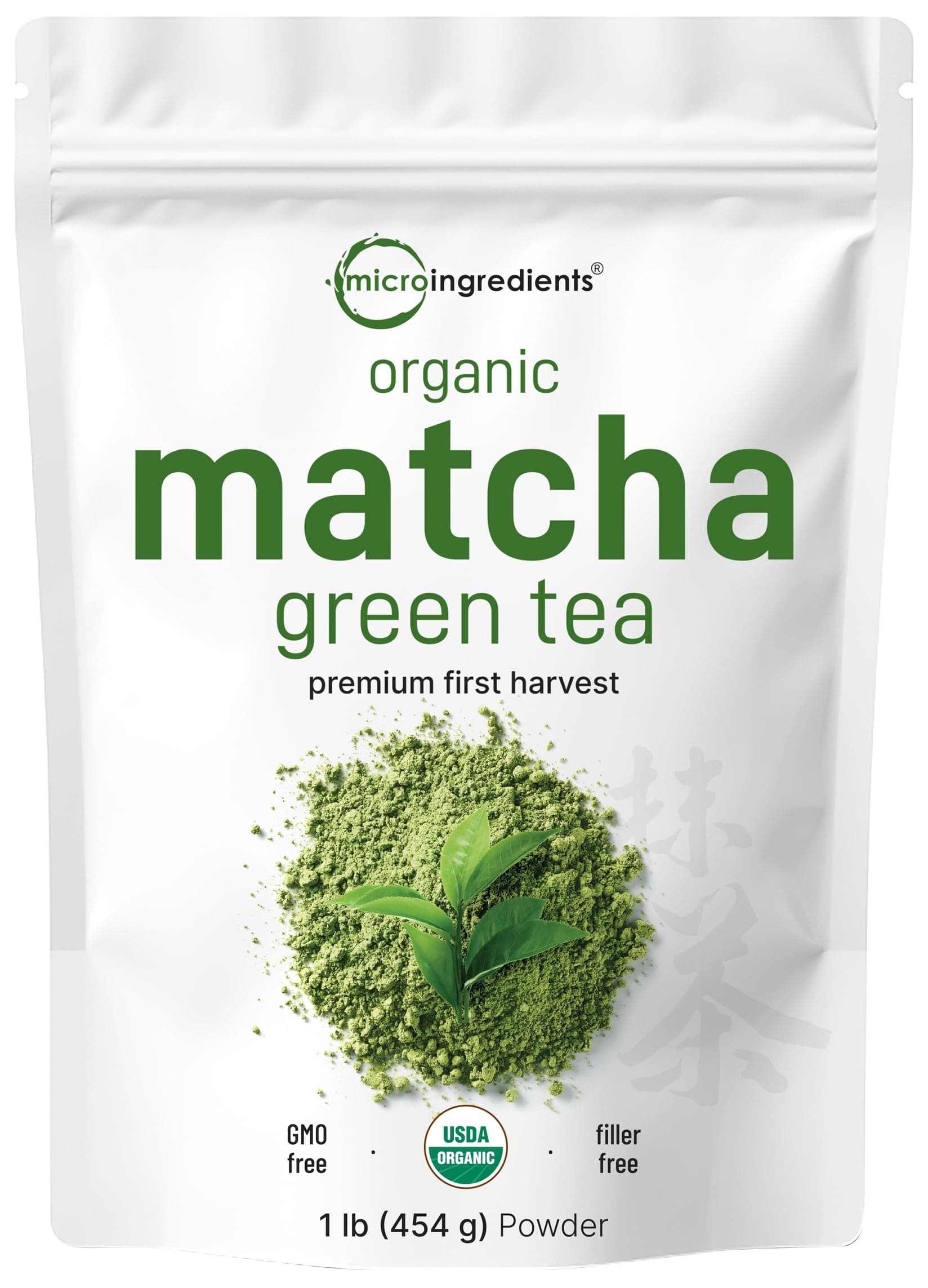 Organic Matcha Green Tea Powder, First Harvest, Culinary Grade from Japan, 100% Pure & Unflavored, Great for Tea, Latte, & Smoothies, Non-GMO, No Sugar, Eco-Friendly Packaging, 1 Lb