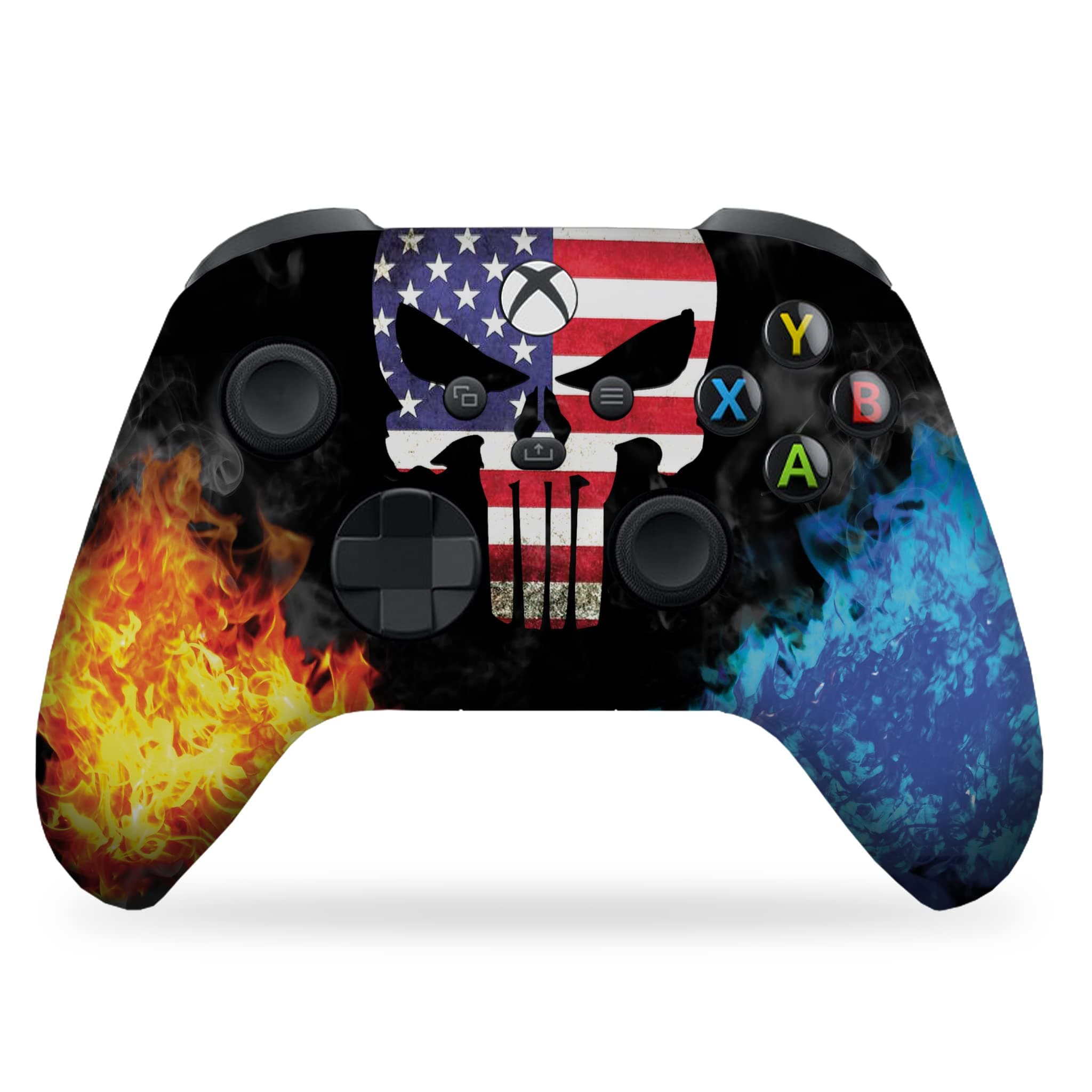 - DreamController Americcan Warrior Skull Custom X-box Controller Wireless compatible with X-box One/Series X/S Proudly Customized in USA with Permanent HYDRO-DIP Printing (NOT JUST A SKIN)