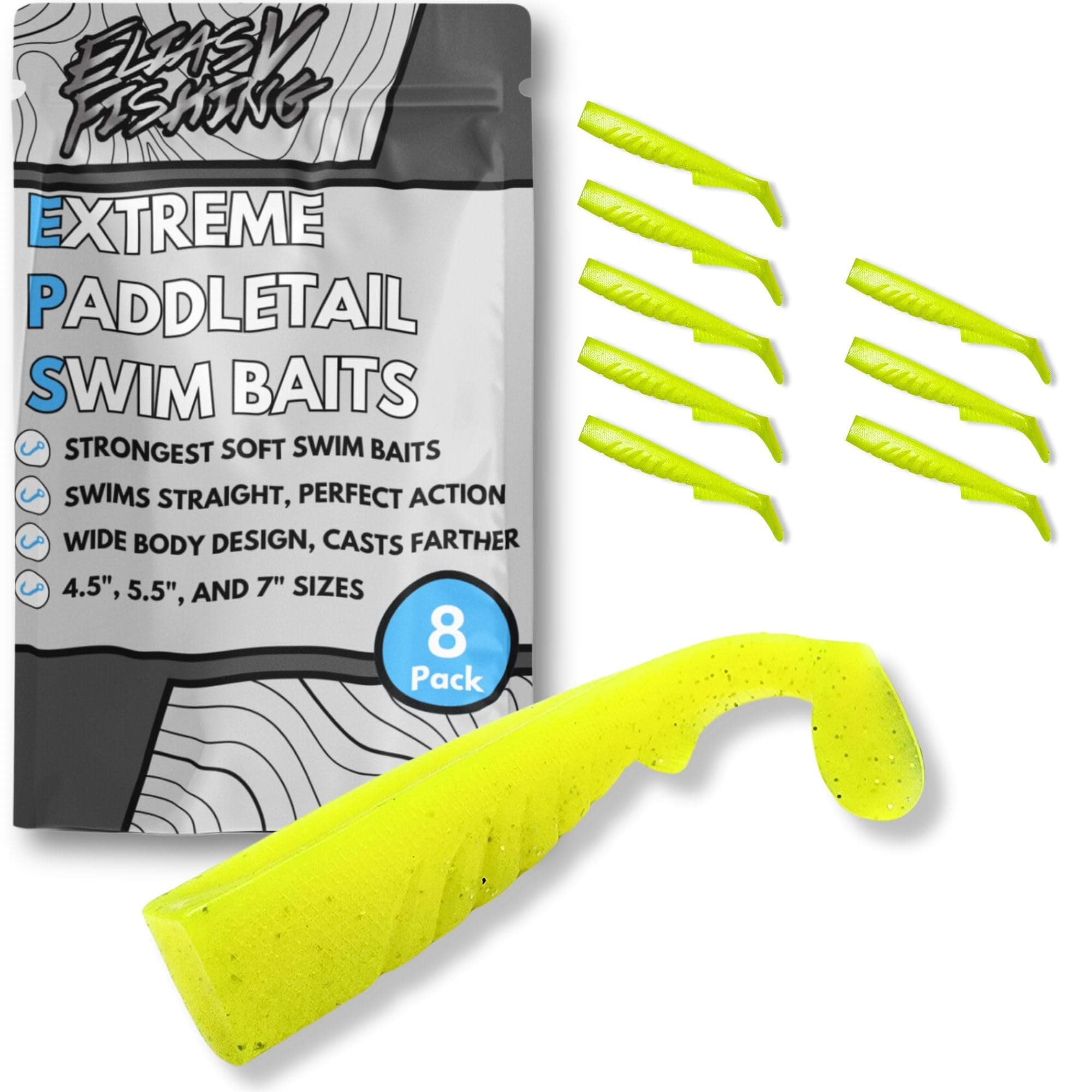 Extreme Paddle Tail Swim Baits - Soft Plastic Swimbaits, Premium Paddle Tail Swimbaits for Bass Fishing, Great Action Lifelike Saltwater Soft Swimbait Shad Lure