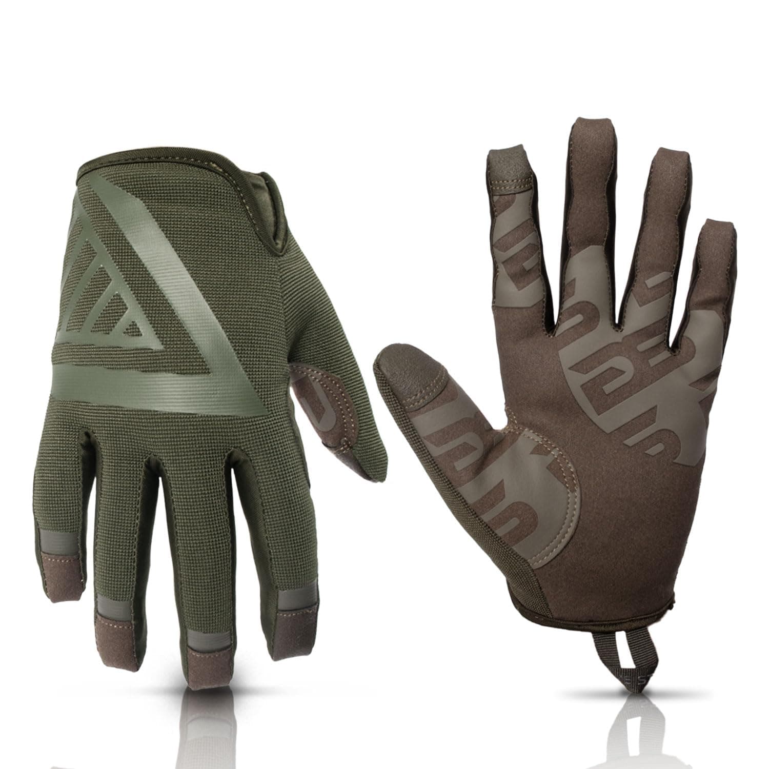 Glove Station The Impulse Tactical Gloves for Men with Touchscreen Compatibility – Suede Leather & Spandex Shooting Gloves for Motorcycle, Airsoft, Paintball & Work Use – Green, Medium