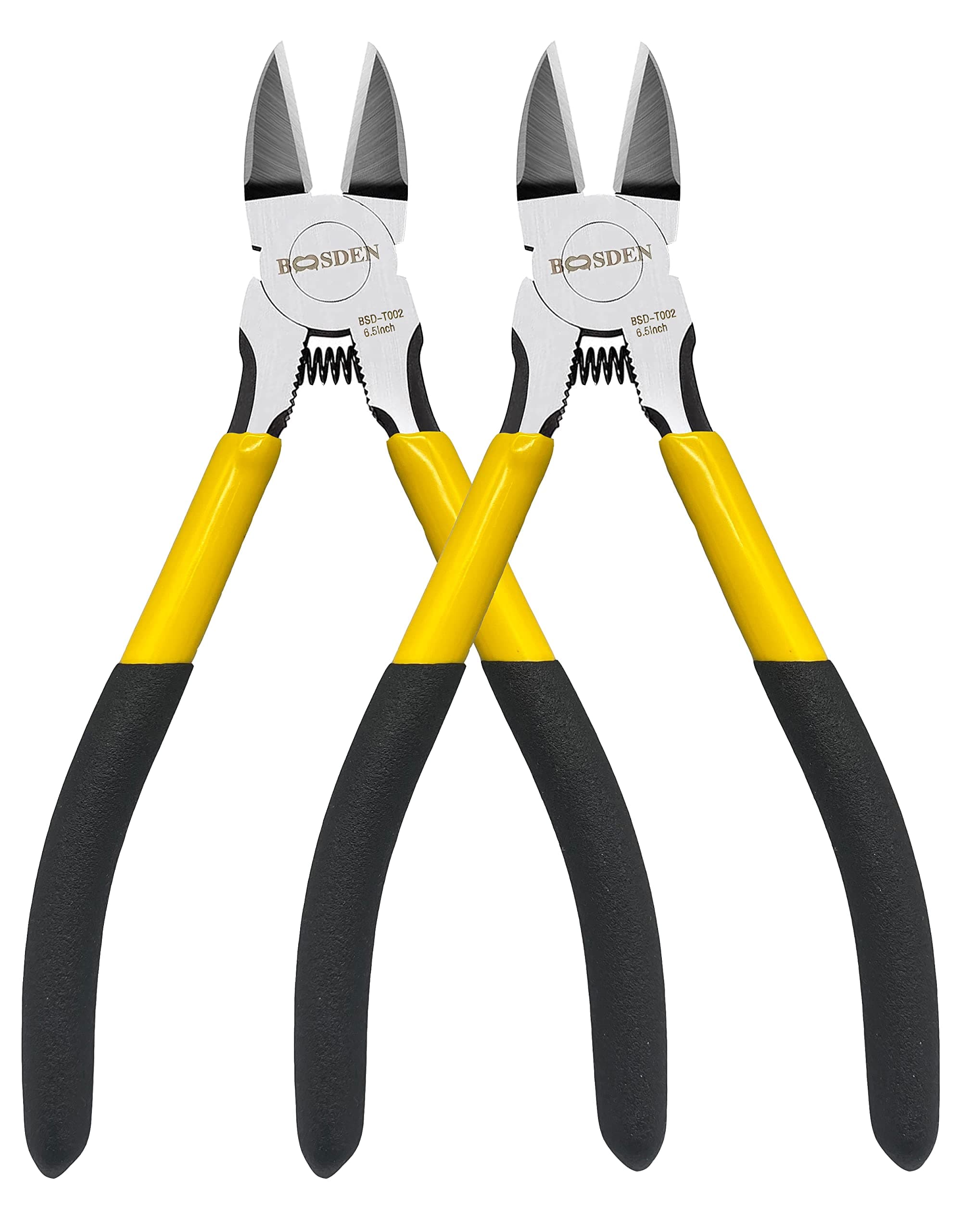 BOOSDEN 6.5" Wire Cutters, 2 Pack, Precision Side Cutter, Spring Loaded Cutting Pliers, Dikes for Artificial Flowers & Crafting
