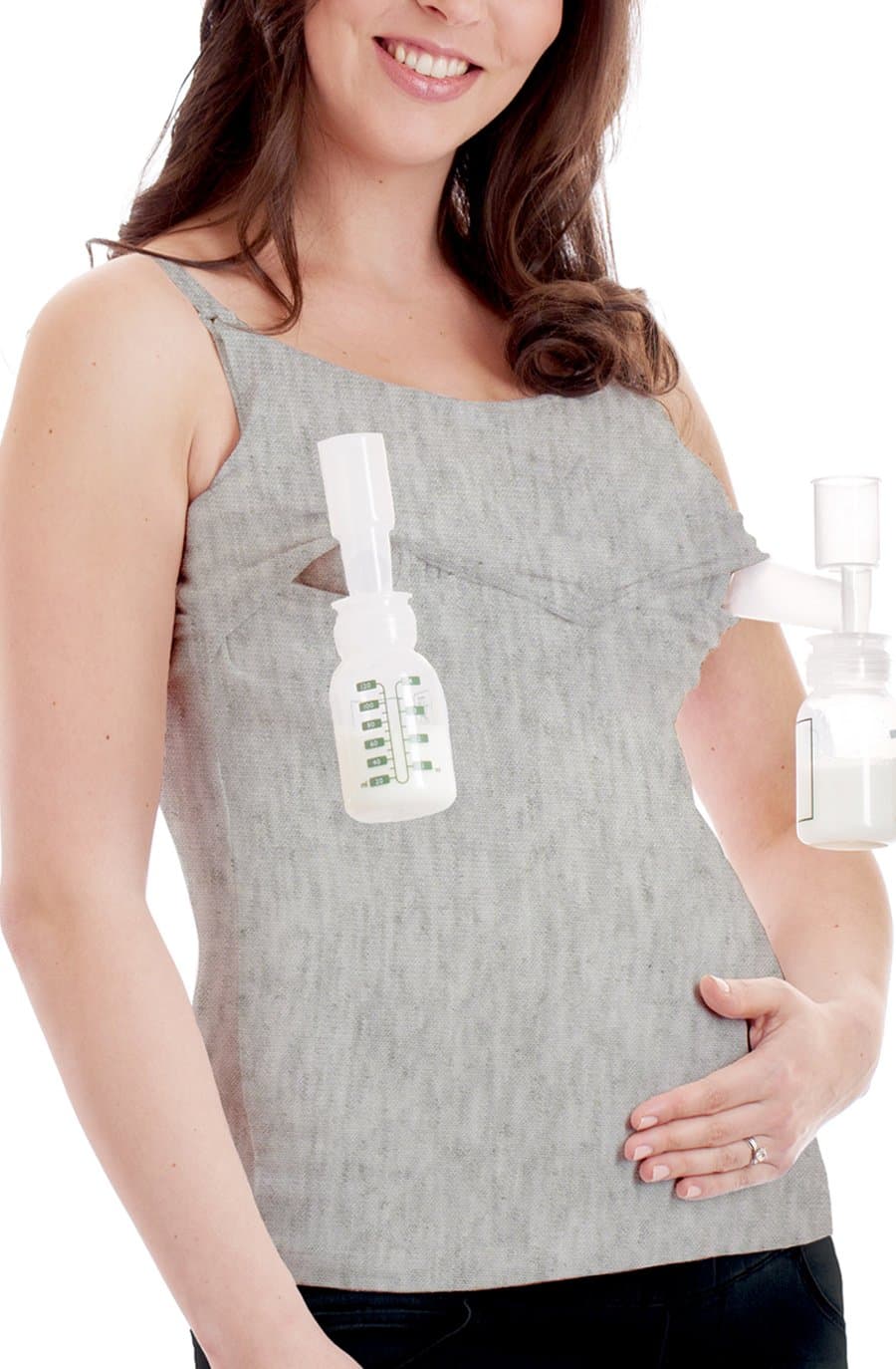 Full Coverage All-in-One Nursing and Hands Free Pumping Tank - Gray, M