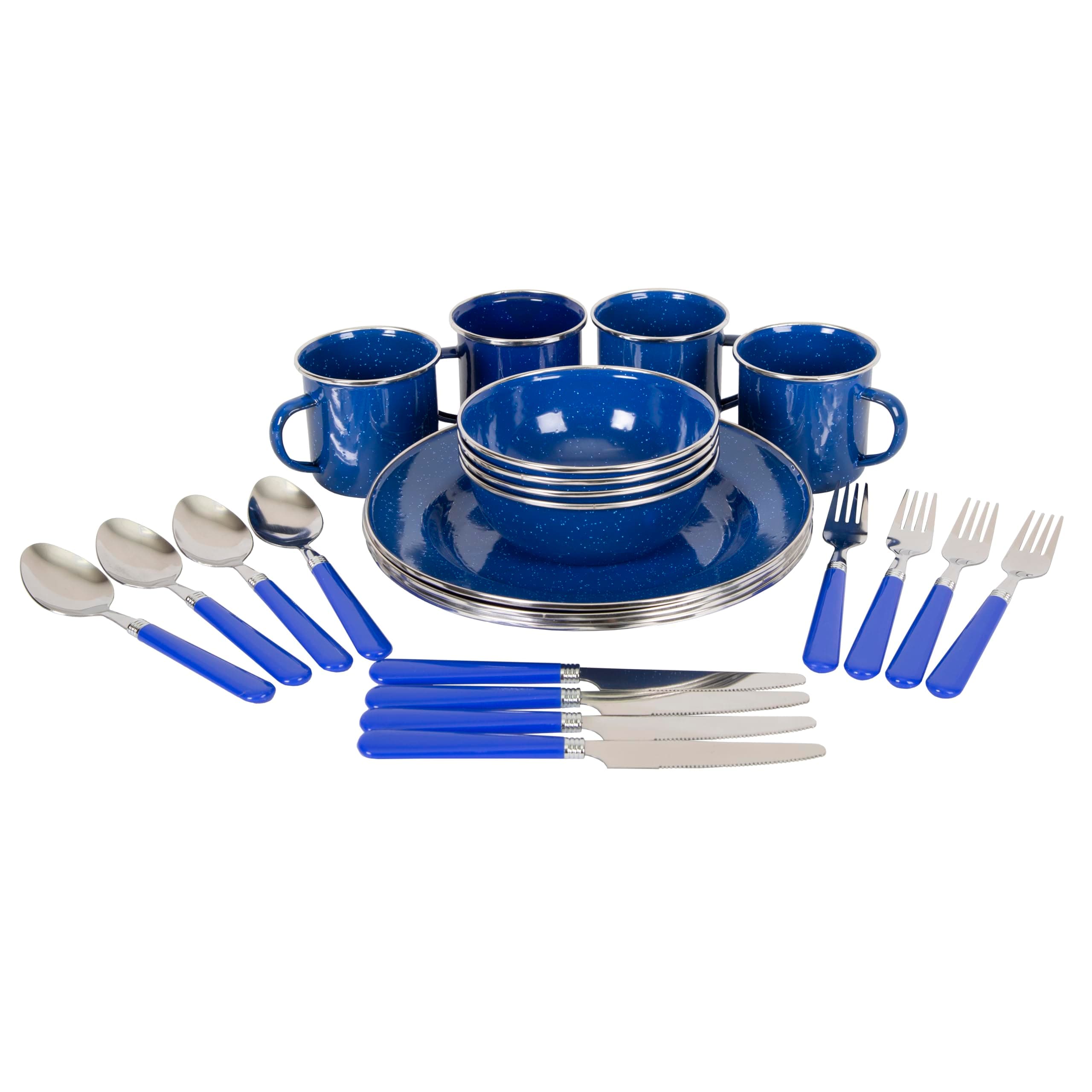 Stansport 24-Piece Enamel Camping Tableware Set