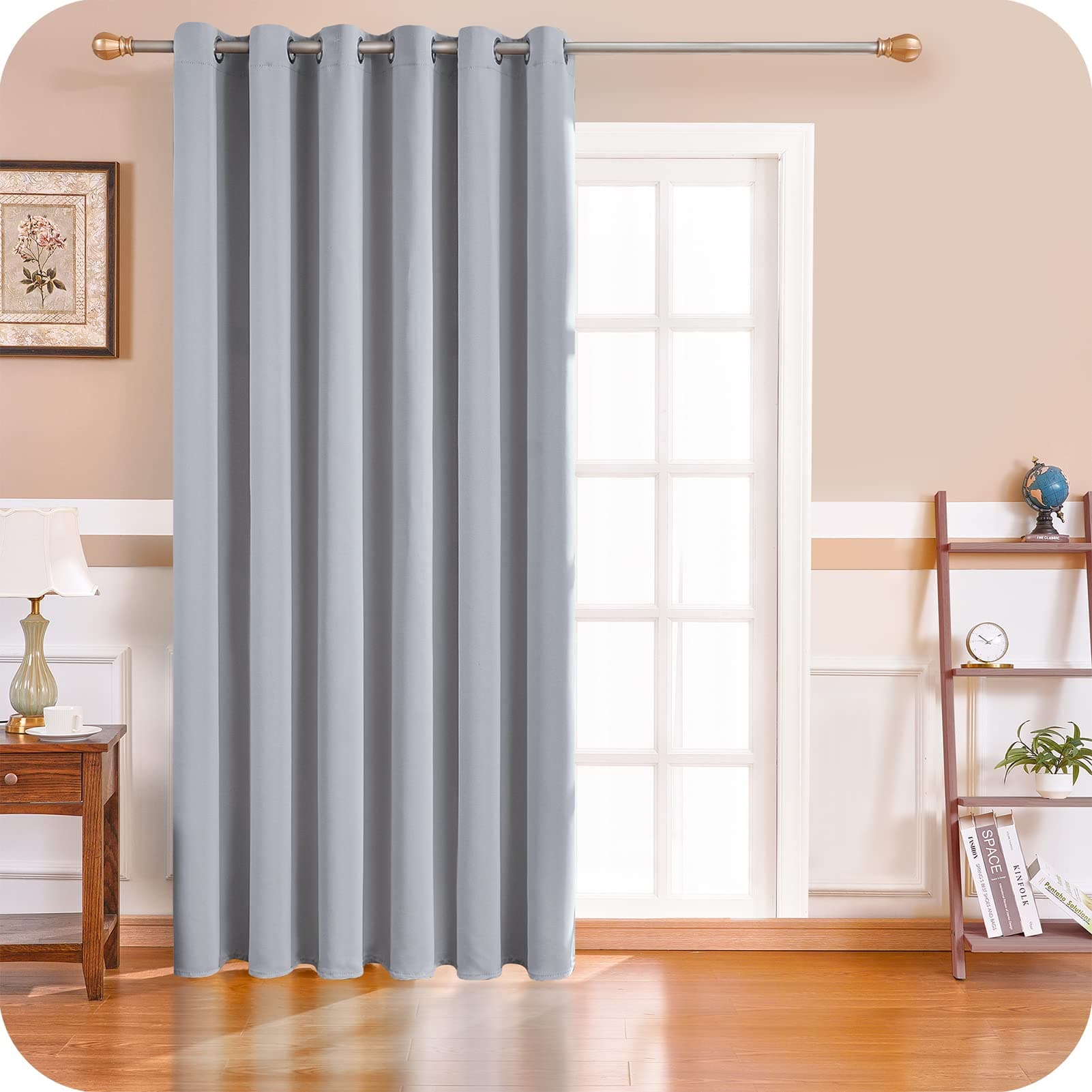 MRTREES Blackout Curtains Bedroom 108 Drop 1 Panel Light Grey Eyelet Thermal Curtain for Living Room Soft Texture Window Treatments for Kids 90x108 Inch 228x275 CM