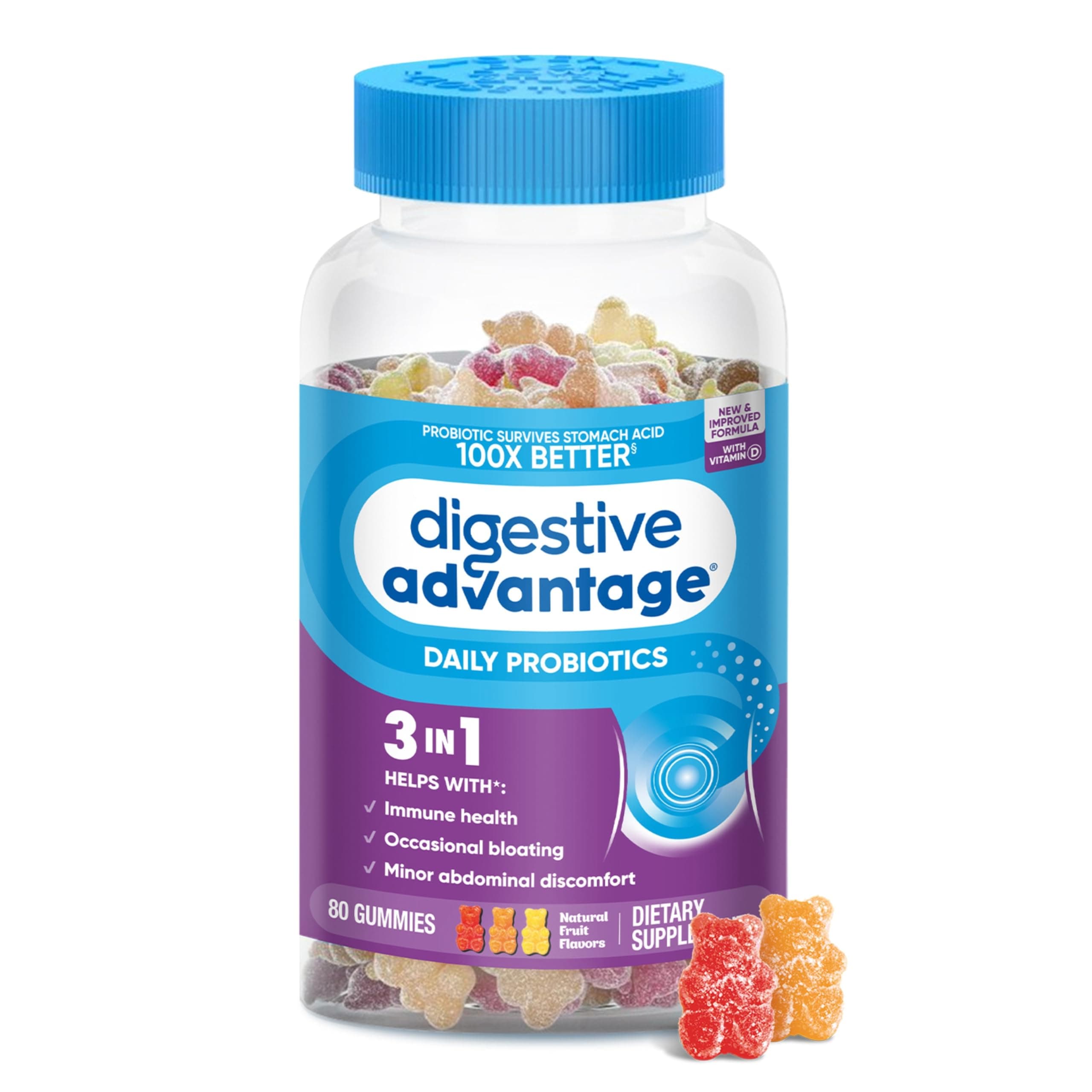 Digestive Advantage Daily Probiotic Gummies (80 Count), 100x