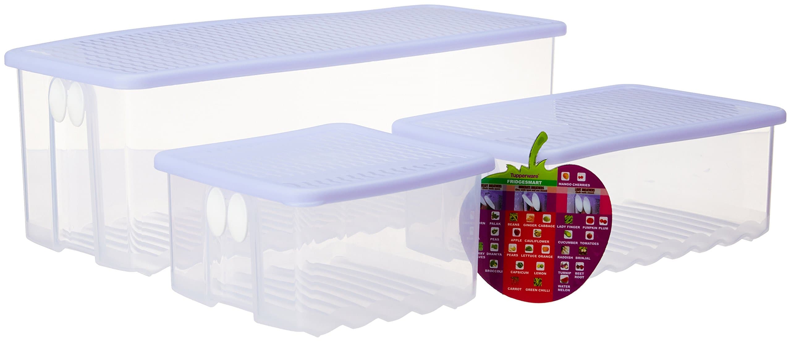Tupperware Plastic Fridge Smart Set - 4L, 2L, 1.25L, 3 Piece, Multicolour
