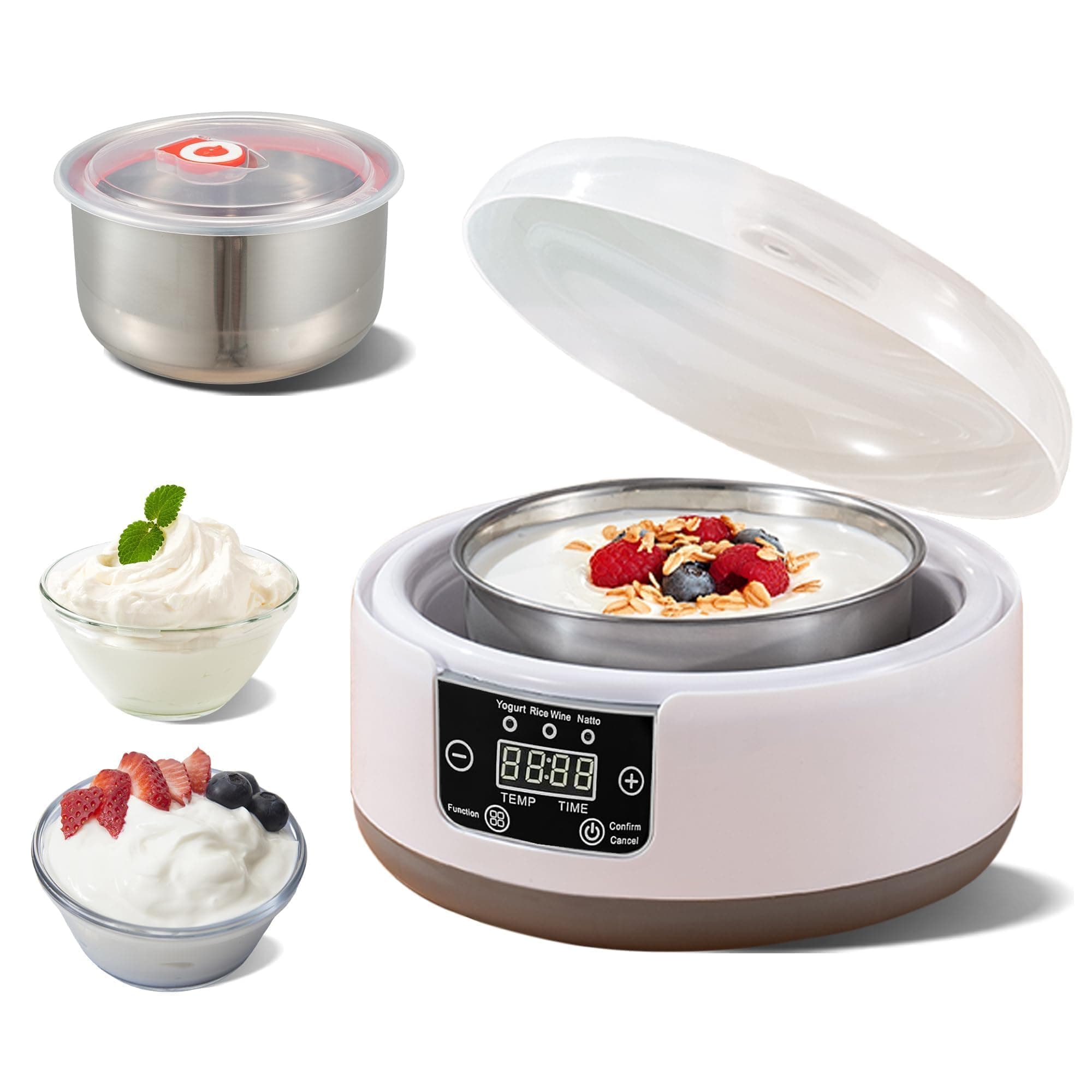 Yogurt Maker with Temperature and Time Control, Intelligent Digital Panel Yogurt Maker machine suitable for Probiotic homemade yogurt, Greek Yogurt, Natto and Rice Wine
