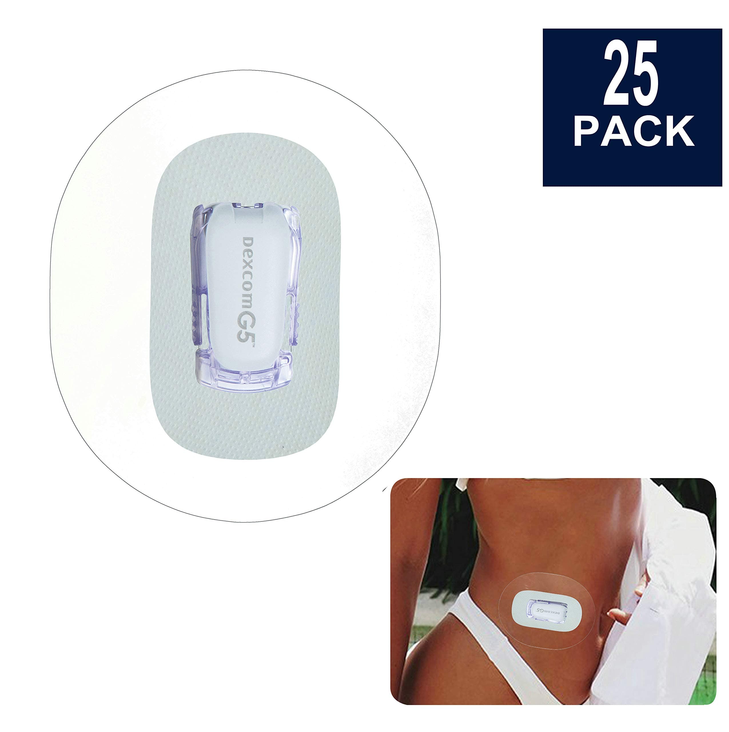 BaBallet 25-Pack Dexcom G5 G4 CGM Patches, Pre Cut Clear Waterproof Adhesive Patches, Hypoallergenic Tape, Dexcom CGM Sensor Protection Stickers for Diabetics