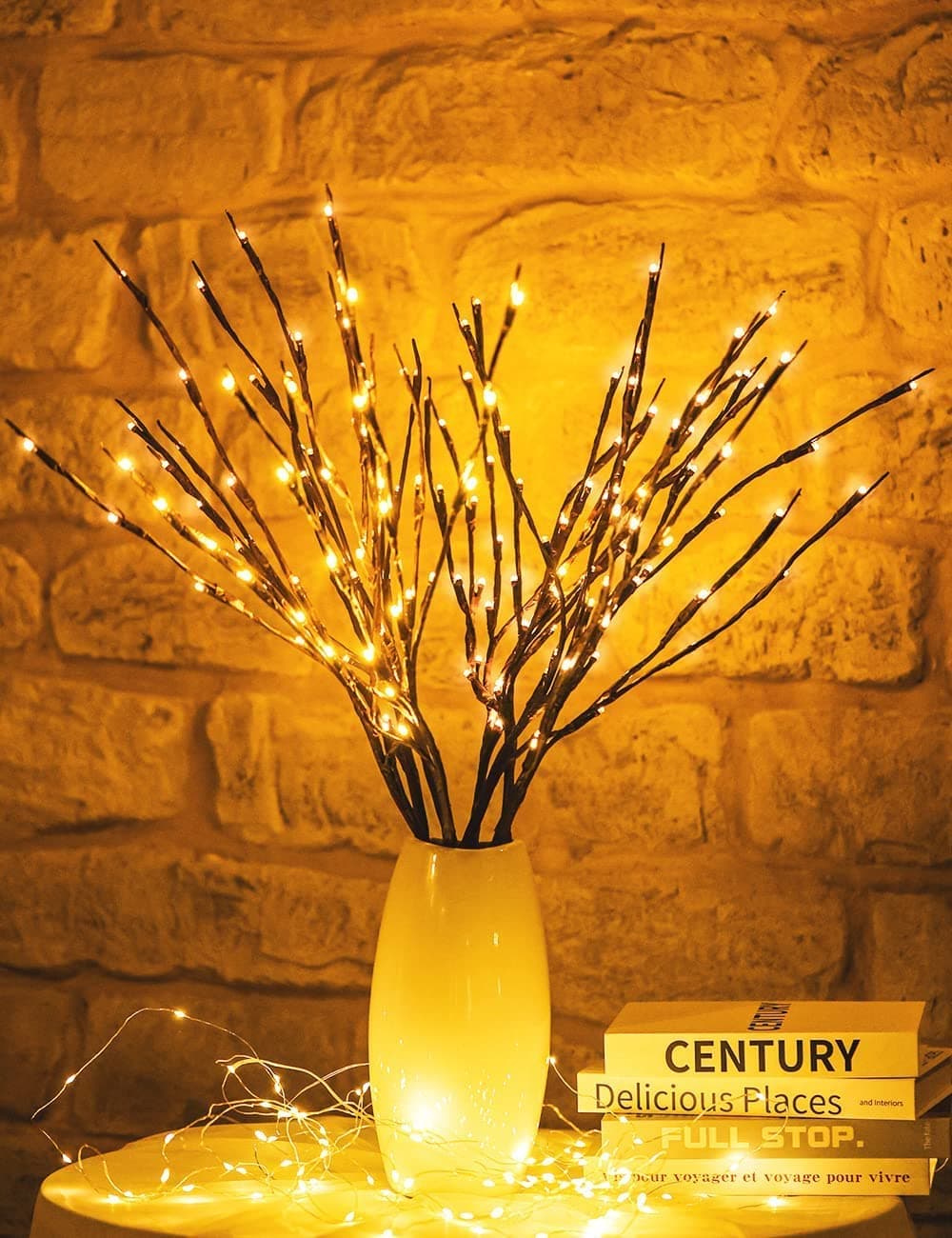 2 Pcs Light Up Branches for Vase - Lighted Twigs, Warmwhite, Battery Operated, Outdoor
