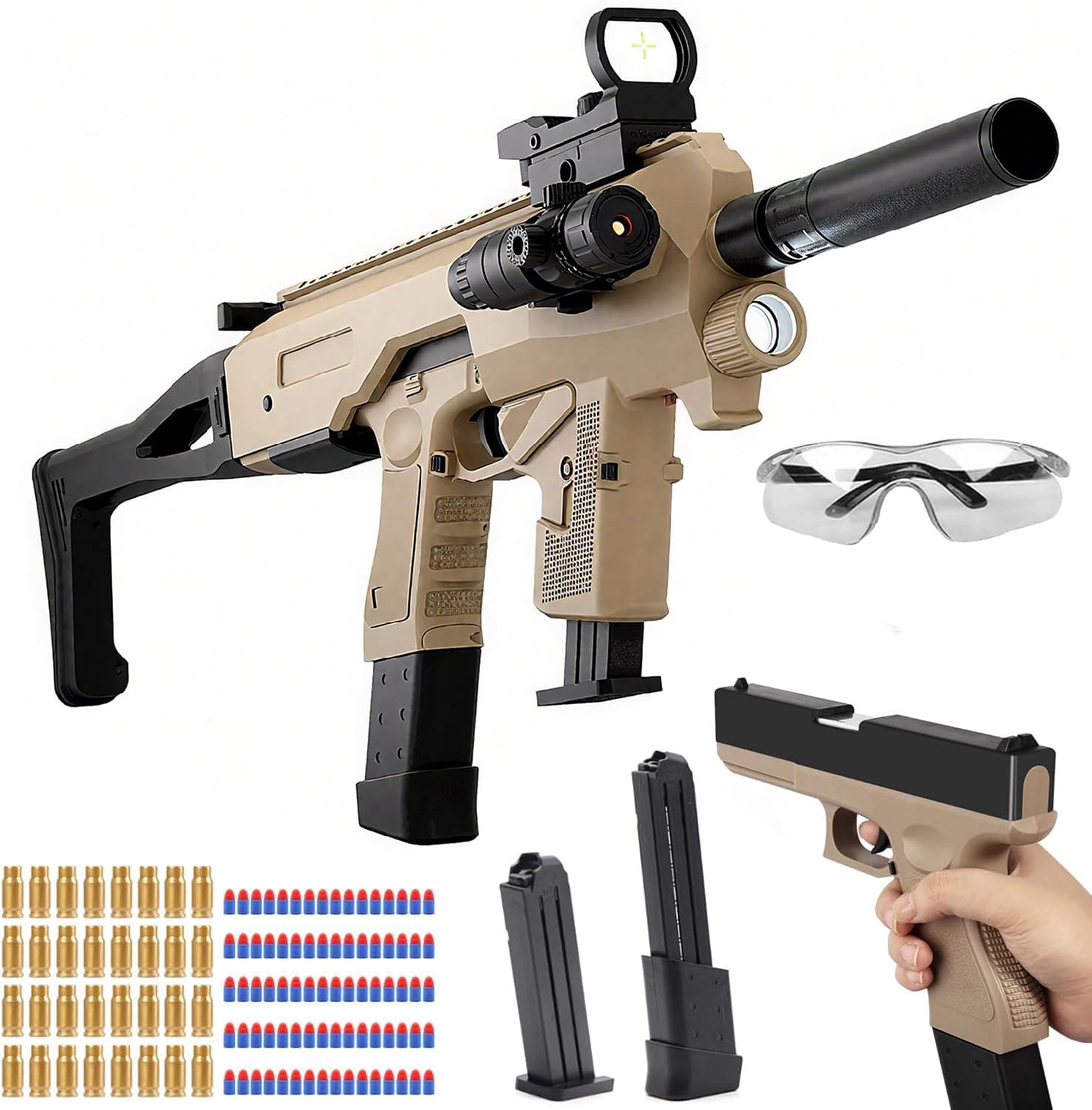 Two Modes Toy Gun Shell Ejecting Rifle for Ages 8-13 Boys Kids with 50 Soft Bullets 32 Shells 2 Clips Soft Bullet Toy Guns Outdoor Shooting Games Christmas Halloween Birthday Gifts 8+