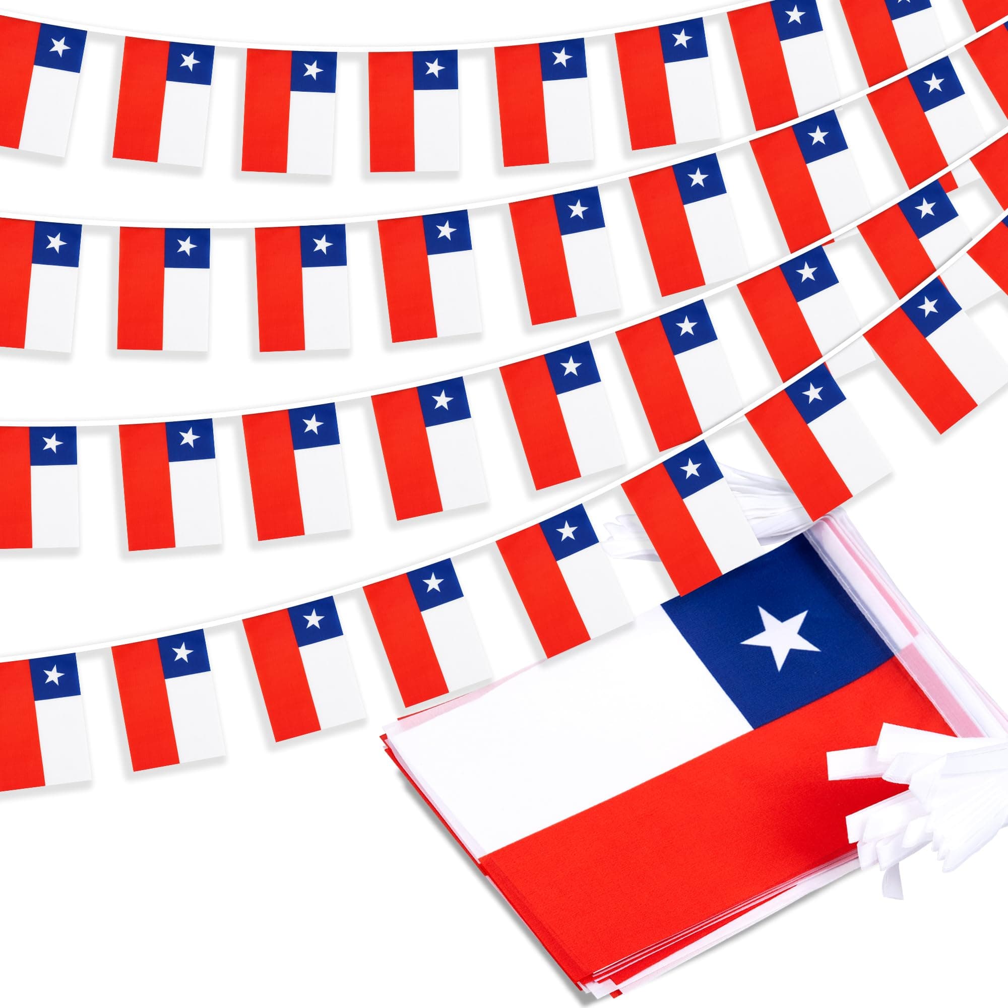Chile String Flag Pennant Banner, Small Mini Chilean Flags Bunting Banner, National Country Decoration for School, Party, Sports Events, 33 Feet 30 Flags