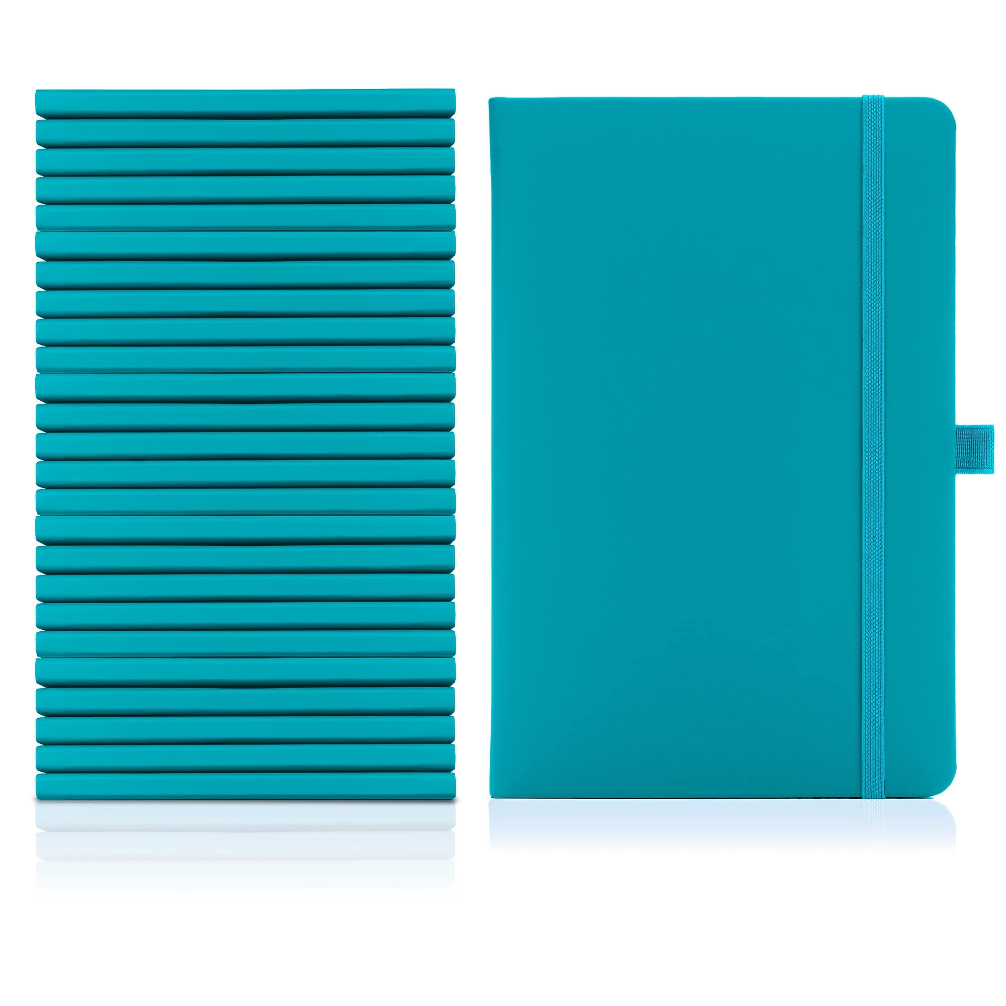 25 x Bulk Pack of Notes London A5 Notebook multipack set with Lined Pages, Pen Loop and Expandable Paper Pocket Hardback Journal New Notepad Note Book Notes Diary Pad (Teal)