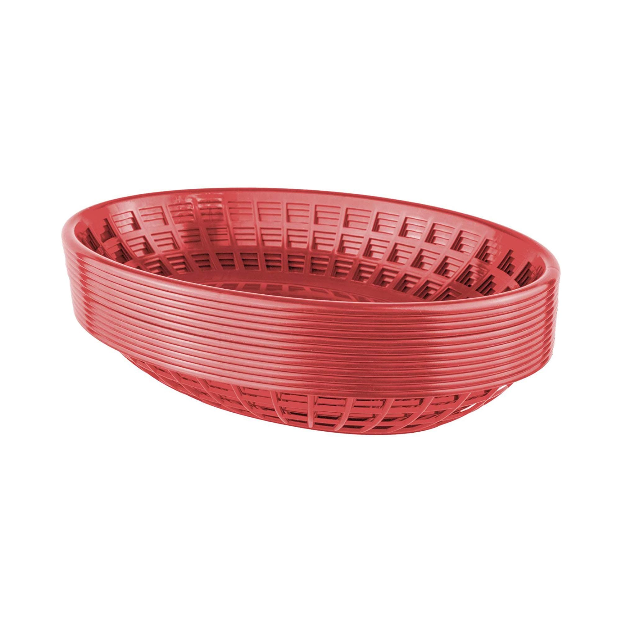 Bear Paws - Food Baskets - Plastic Basket - Oval Bread Baskets - Serving Basket - Restaurant Baskets - Deli Tray - Fries, Burgers, Crawfish - 12 Count, Red
