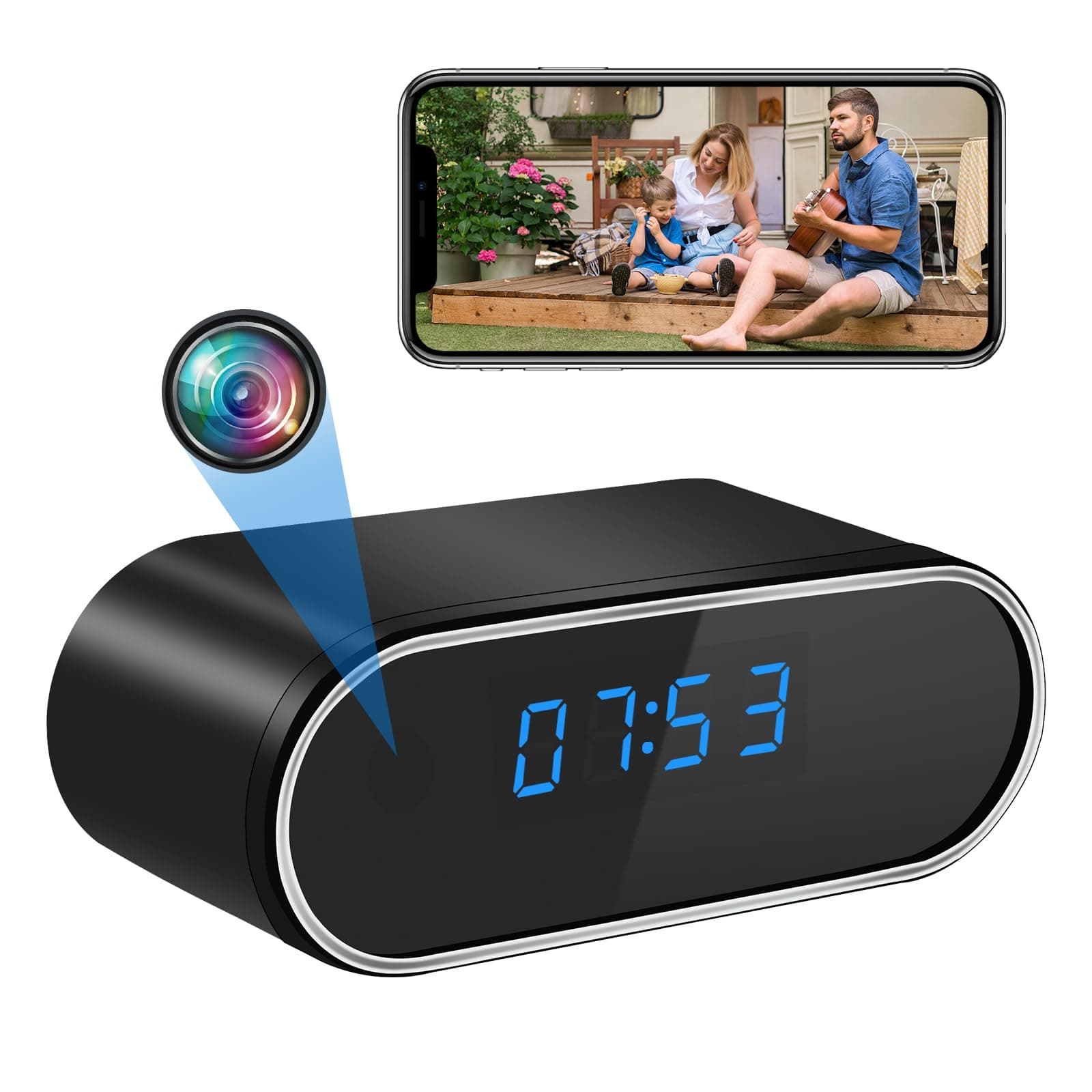 Small Camera Hidden Camera Spy Camera Compact Surveillance Camera Small Security Camera Clock Camera [140° Wide Angle Smartphone Linkage 1080P Quality Night Vision Motion Detection Automatic Alert 4