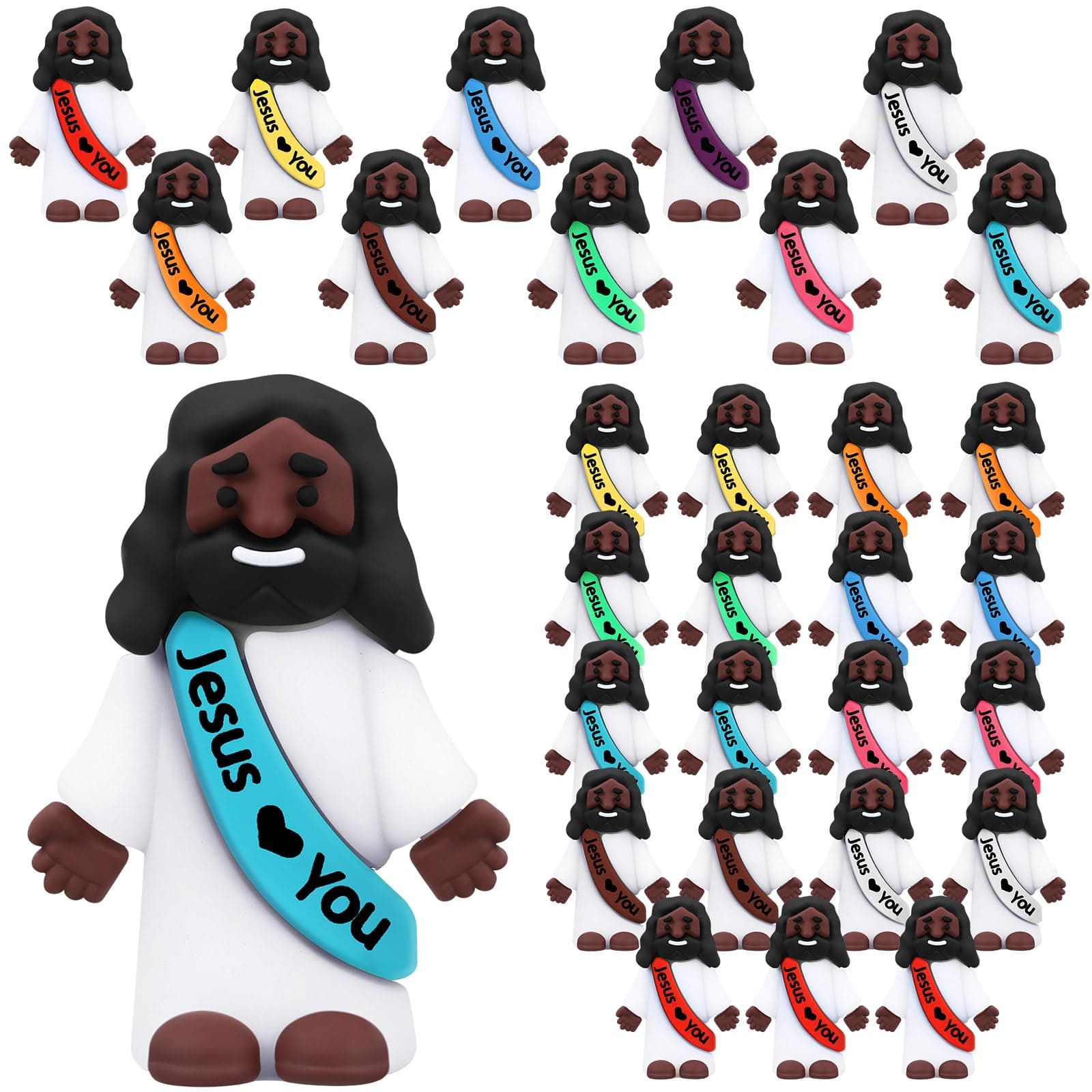 Mini Black Jesus Little Black Tiny Jesus Bulk to Hide and Seek Religious Party Favors Sunday Christian Gifts(25 Pcs)