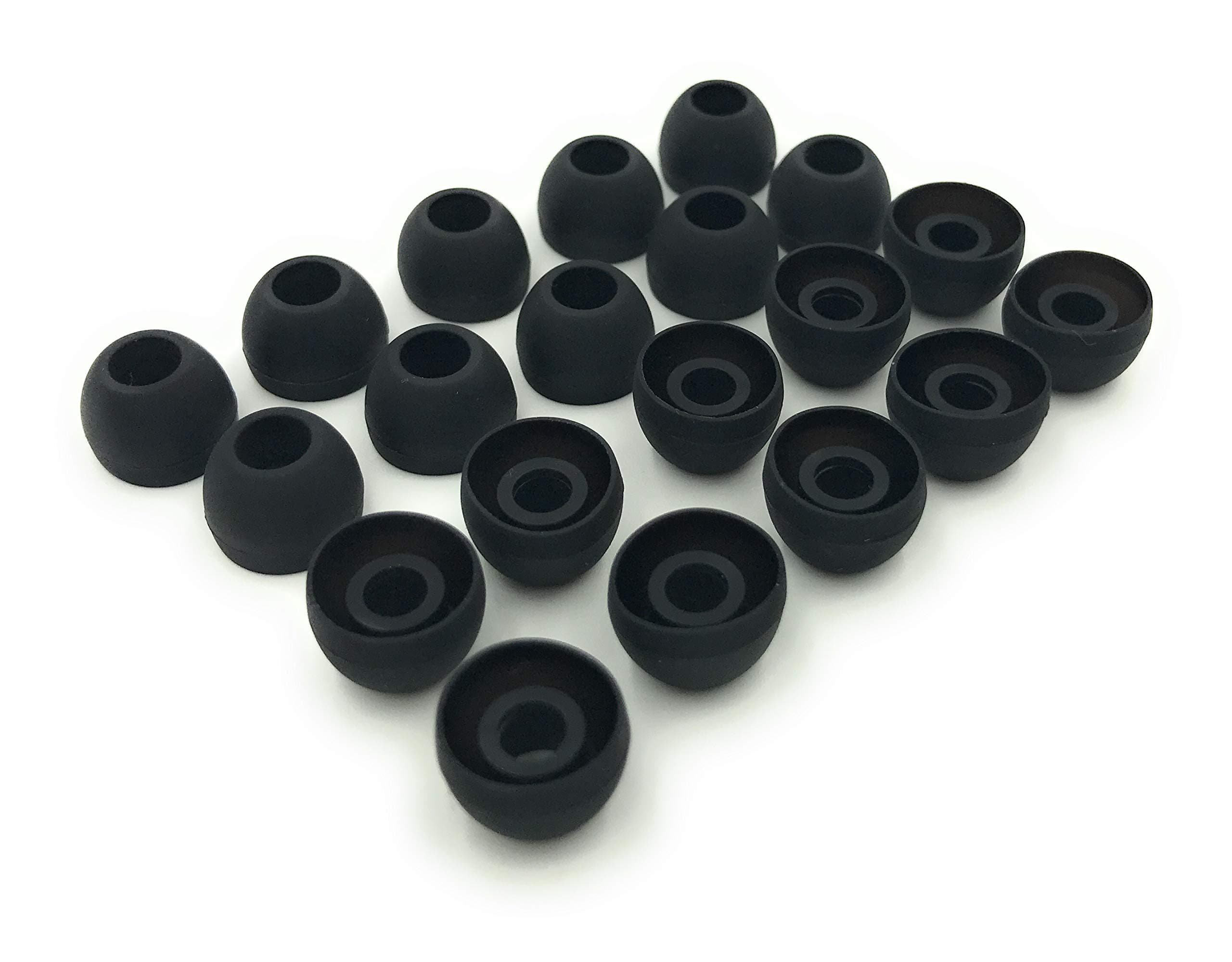 10 Pairs Medium Earbud Tips Silicone Replacement Ear Bud Tips – Black