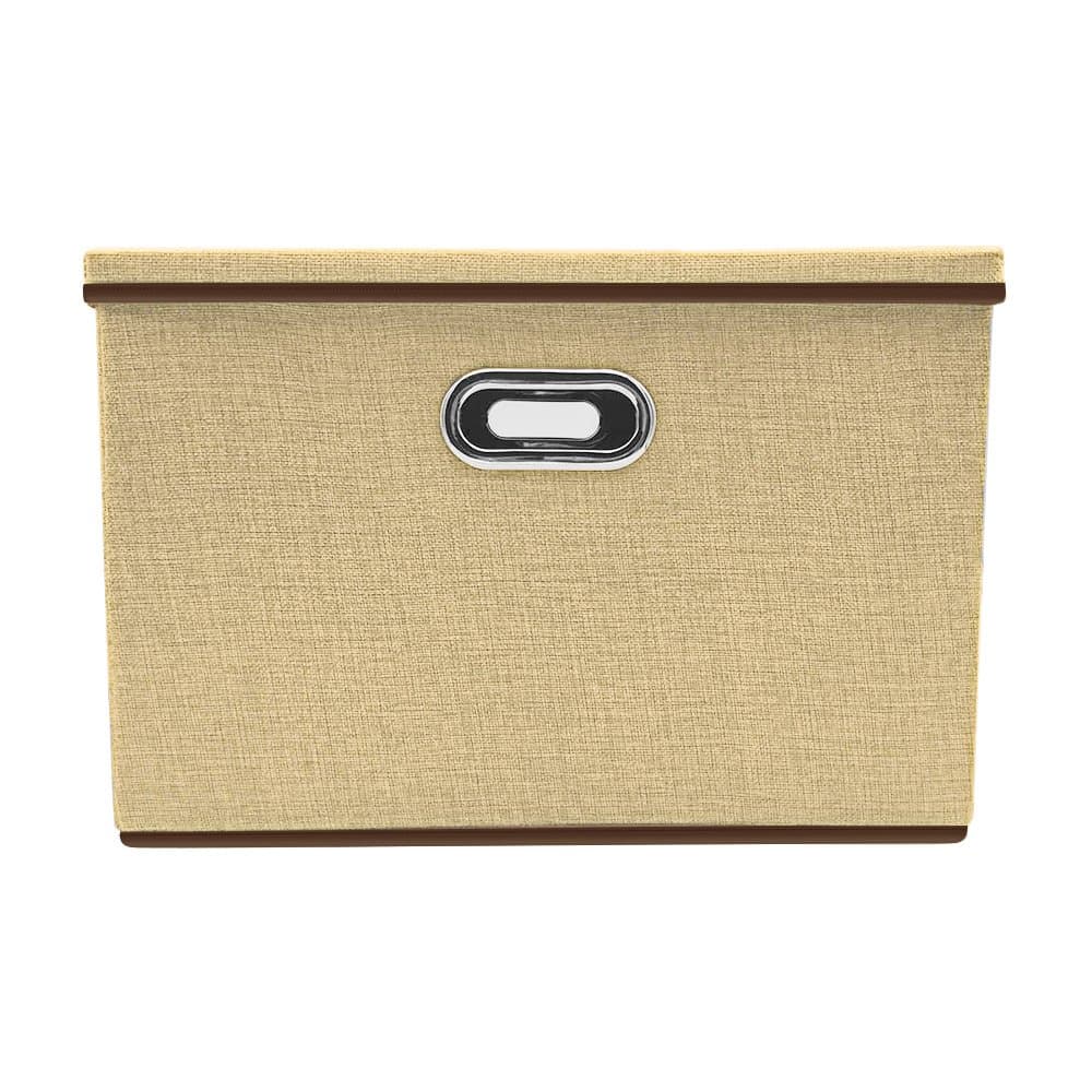 JL Comfurni Storage Box - Foldable Organiser Cubic Basket Bin for Laundry, Toy, Colthes, DVDs (Beige)