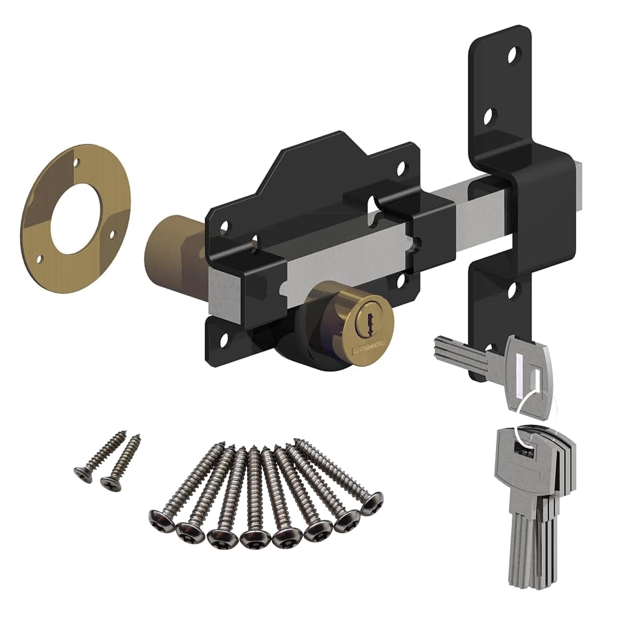 GateMate 2 ¾” Double Locking Long Throw Gate Lock 5 Keys Included, Stainless Steel, High Durability, Ideal for Gates and Doors, Corrosion-Resistant.