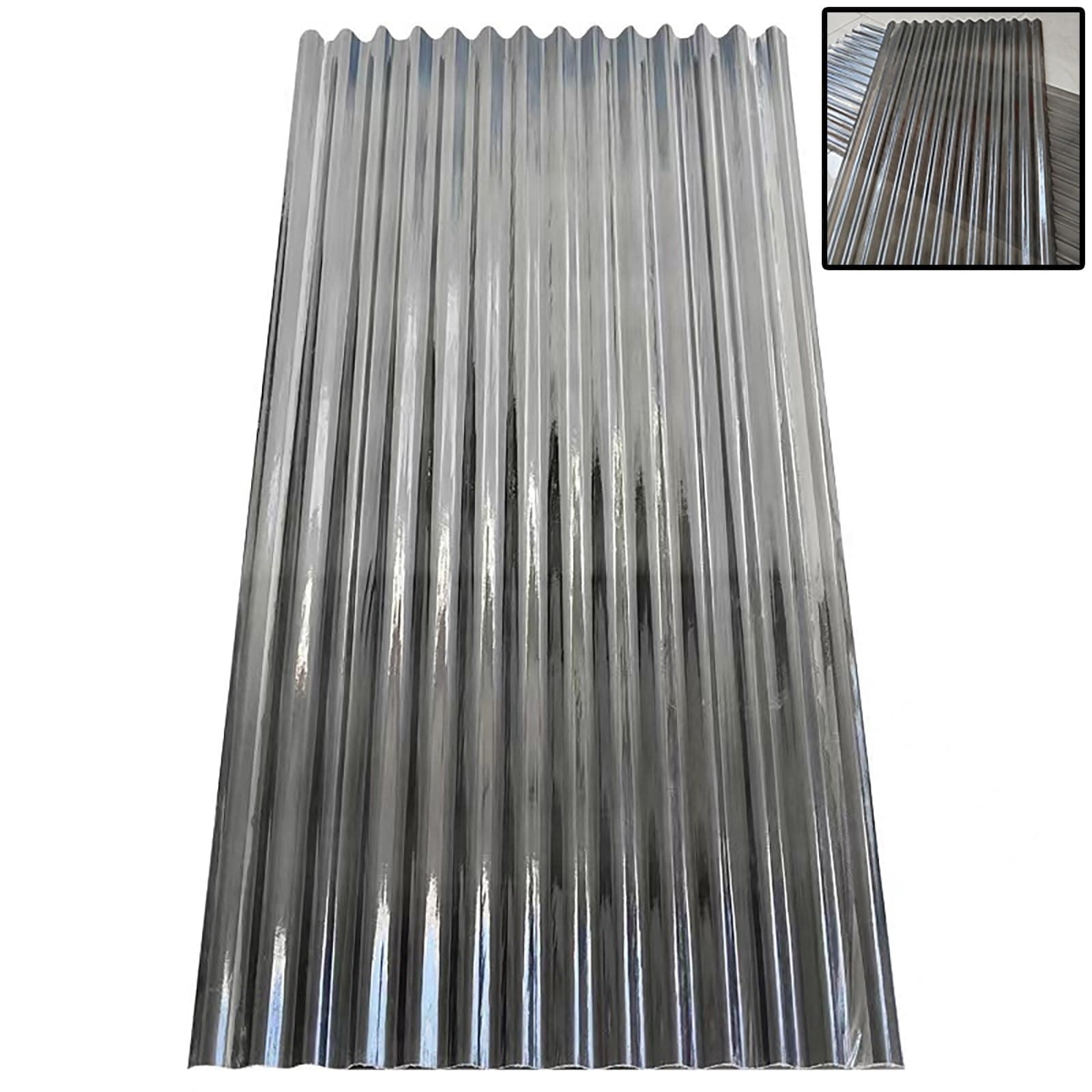 Clear Roofing Panel, 1mm Corrugated Roofing Panels, Cladding Walling Sheeting, Fiberglass Daylighting Panels, Greenhouse Shed Roof Panel, Roofing Sheet, Easy to Roll and Cut(Black,35x67in)