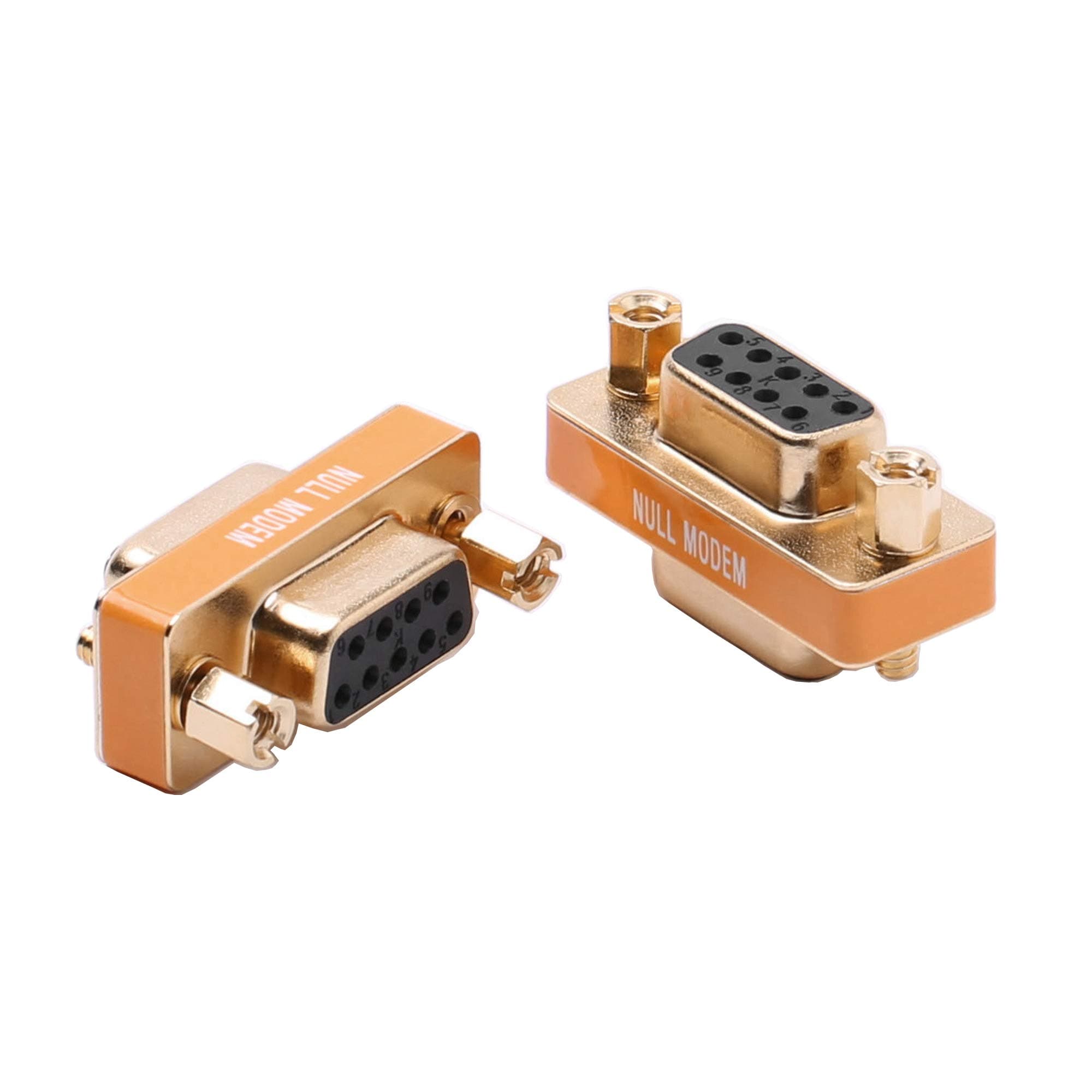 DB9 null modem adapter female to female slimline data transfer serial port adapter gold plated 2 Pack
