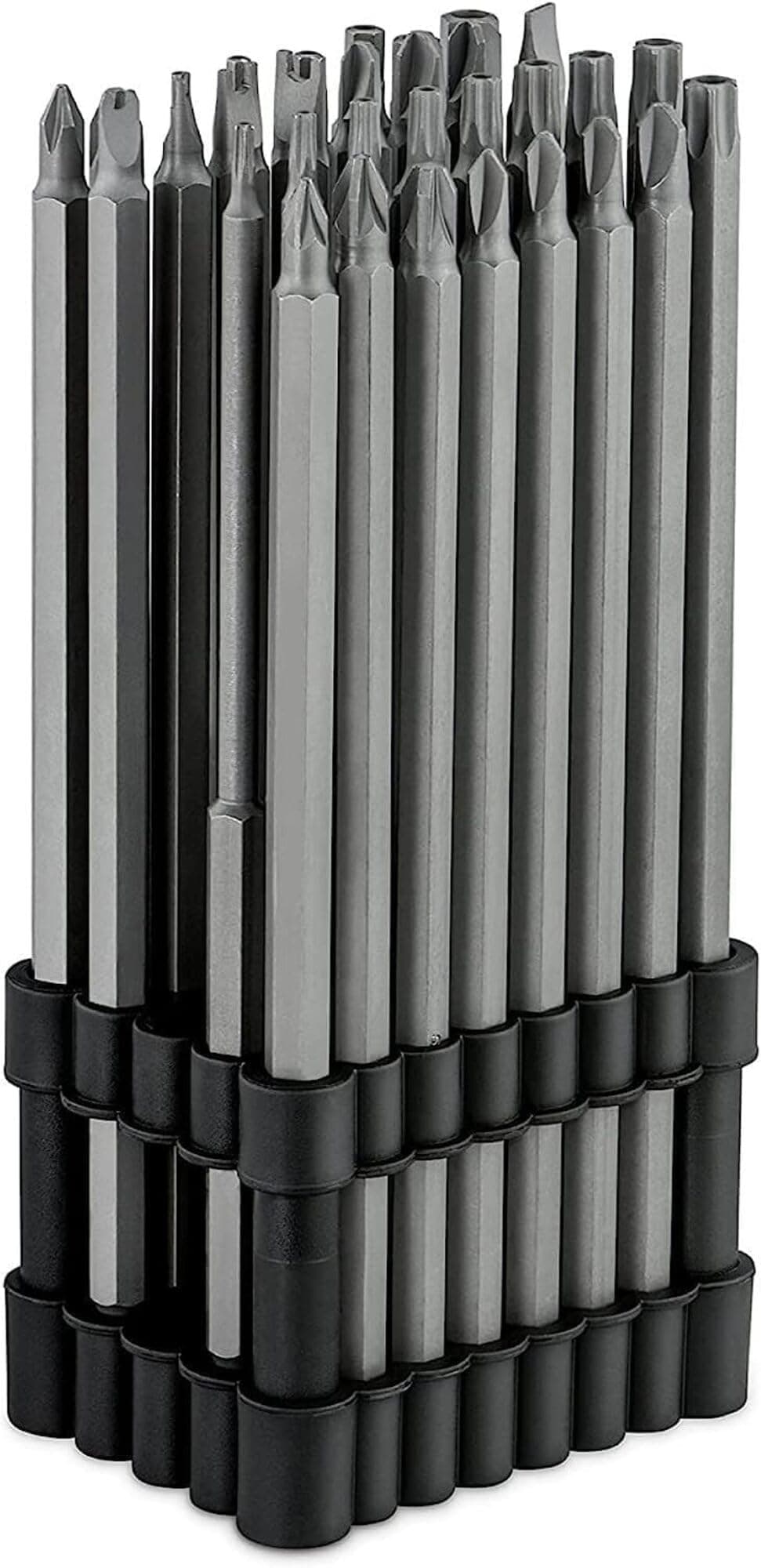 10224A 1/4" Extra Long Security Bit Set, 32 Piece Screwdriver Bit For Drill, S2 Steel 6” Long Torx Bit Set, Tamper Proof Bit Set, Torx, PoziDriv, Spanner, Tri-Wing, Security Power Bit