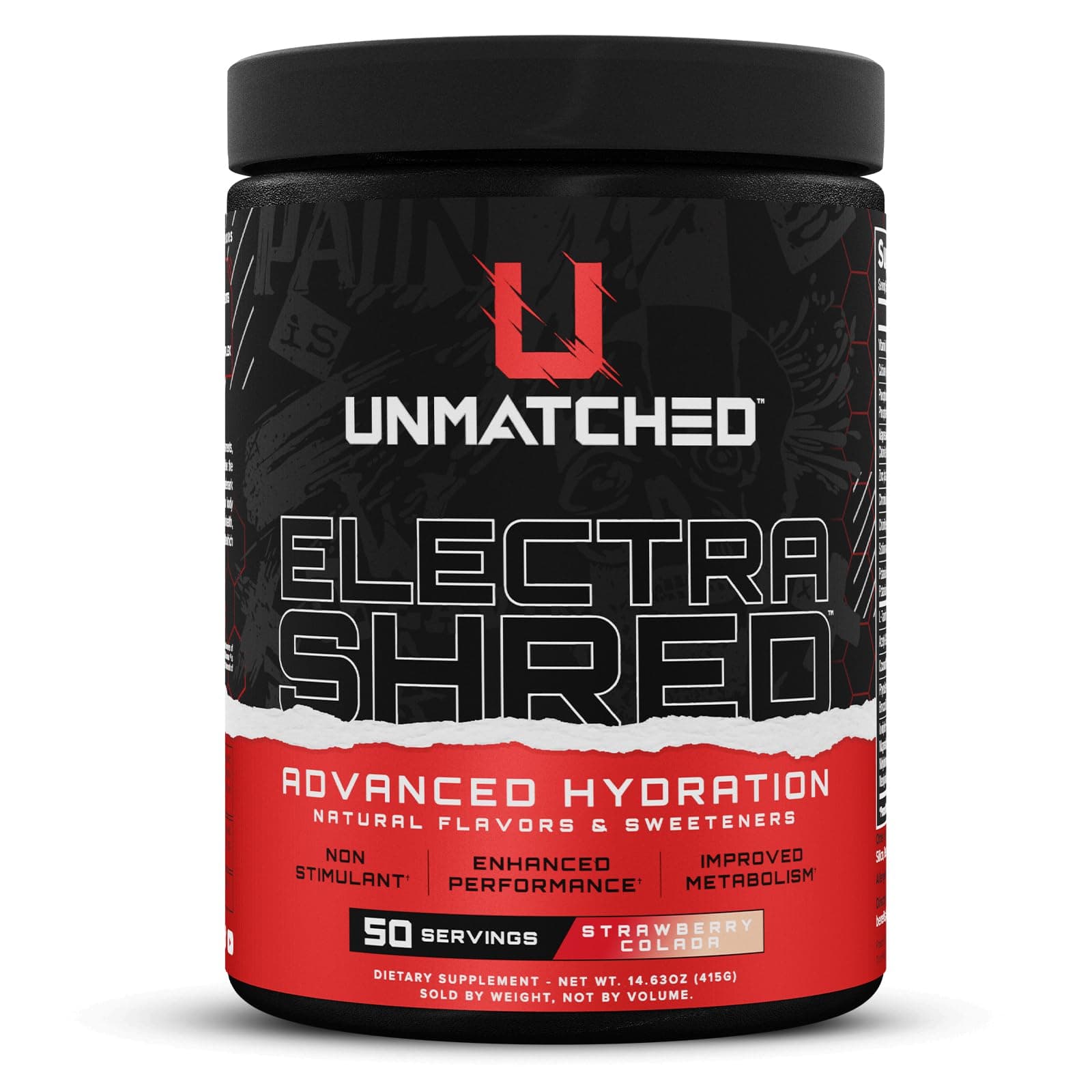 Unmatched Electrashred Advanced Hydration Formula | Non Stim Electrolyte Powder | Enhanced Performance | Natural Flavors & Sweeteners | 50 Servings (Strawberry Colada)