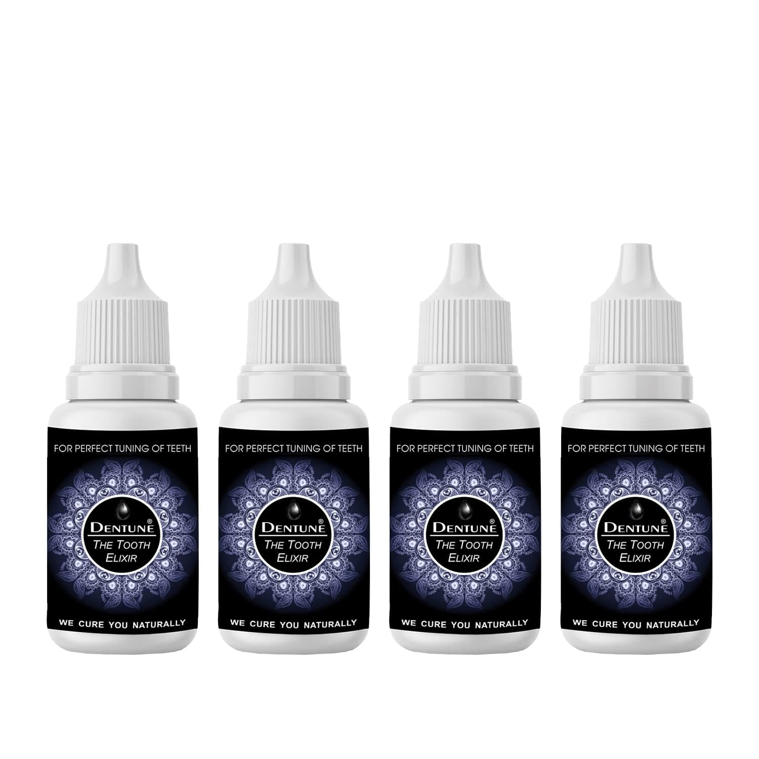 Dentune The Tooth Elixir 2 Drop Unique Liquid Toothpaste (Bad Breath, Swollen And Bleeding Gums And Toothache) | Liquid Toothpaste "20ml "Two Drops For Daily Use Pack Of 4