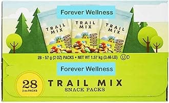 Forever Wellness Trail Mix Snack Packs, 2 oz, 28-count, Kosher Dairy, Snack pack: peanuts, peanut and milk chocolate, raisins, almonds, and cashews