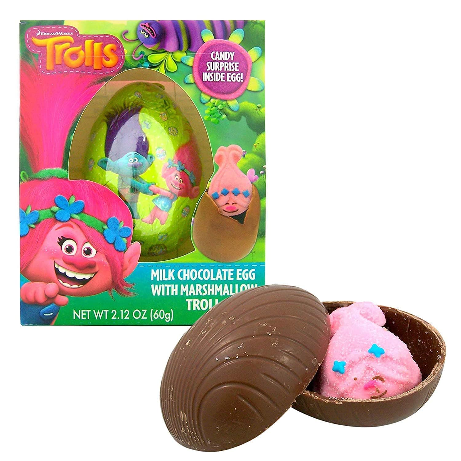 Dreamworks Trolls Mik Chocolate Easter Egg with Marhmallow Troll, 2.12 oz