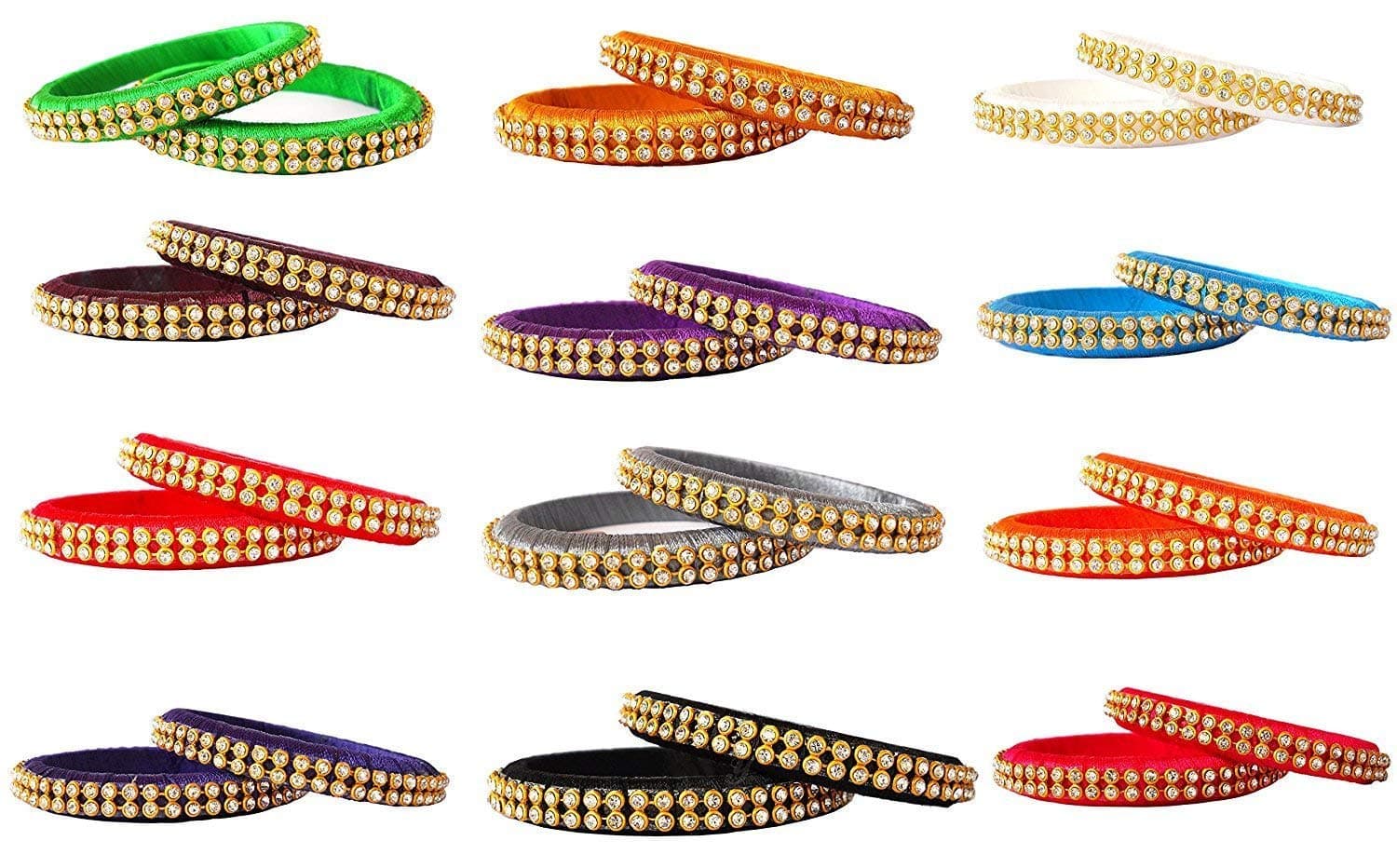 GOELX Silk Thread Bangles Combo in Elegant Bangles Set of 20 Bangles in 10 Colors