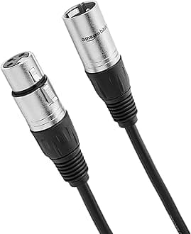 Amazon Basics 2-Pack XLR Microphone Cable for Speaker or PA System, Recording Studio, All Copper Conductors, 6MM PVC Jacket, 15 Foot, Black