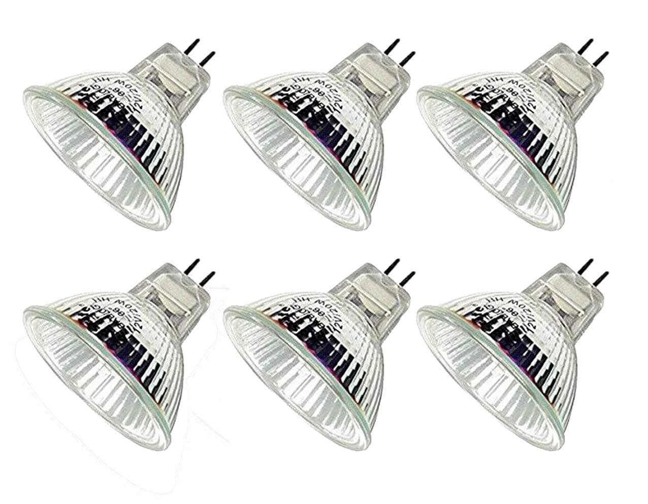 MR16 12v 20w Halogen Light Bulbs(6 Pack) - 12 Volt Bi Pin Base,High Lumens, Precision Halogen Reflector Fiber Optic Light Bulb, Glass Cover,6 Pack