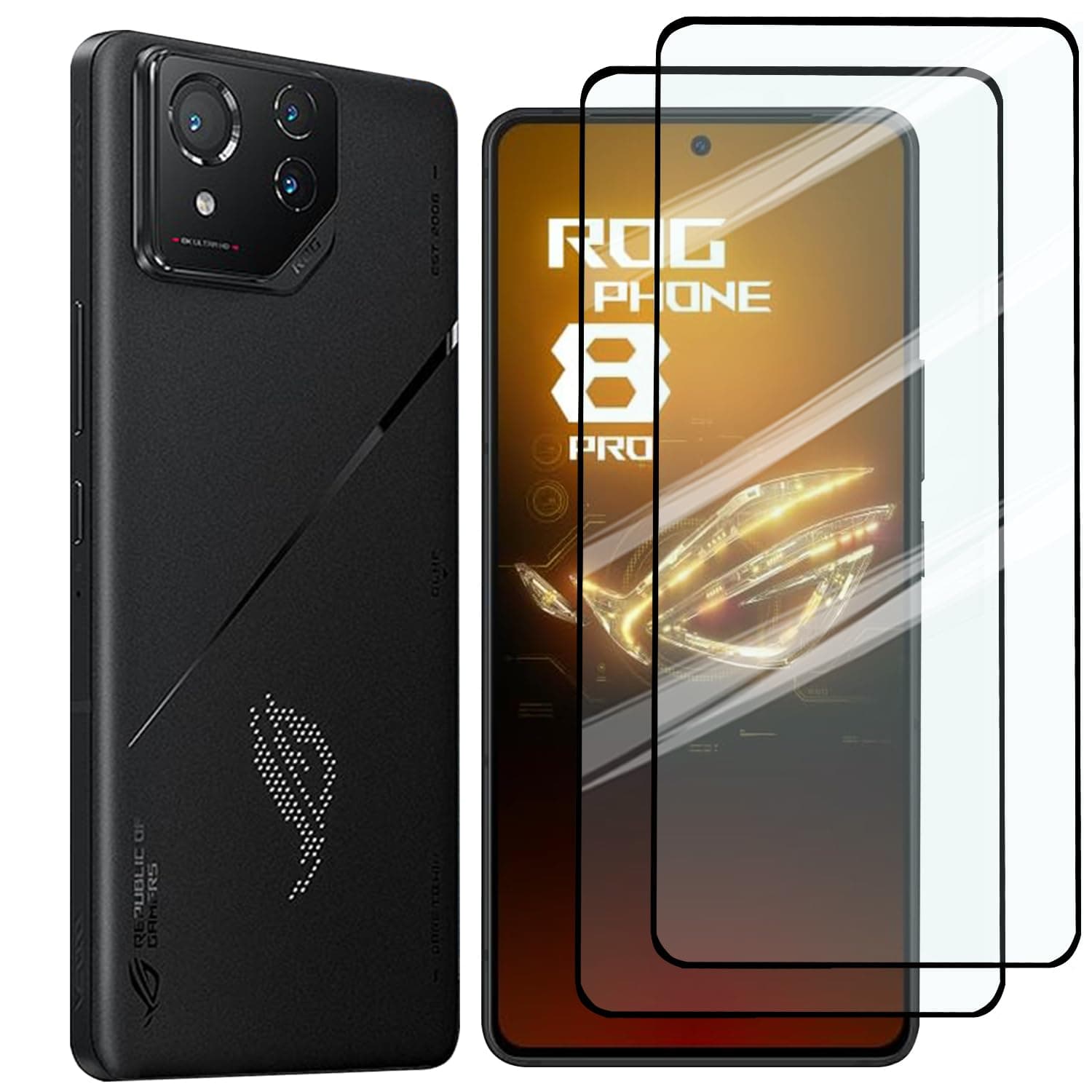 2 Pack Screen Protector for ASUS ROG Phone 9 Pro 5G/Rog Phone 9 5G/Rog Phone 8 Pro 5G/ROG Phone 8 5G, 2 Tempered Glass Screen Protector,Case Friendly,Scratch Resistant,Clear