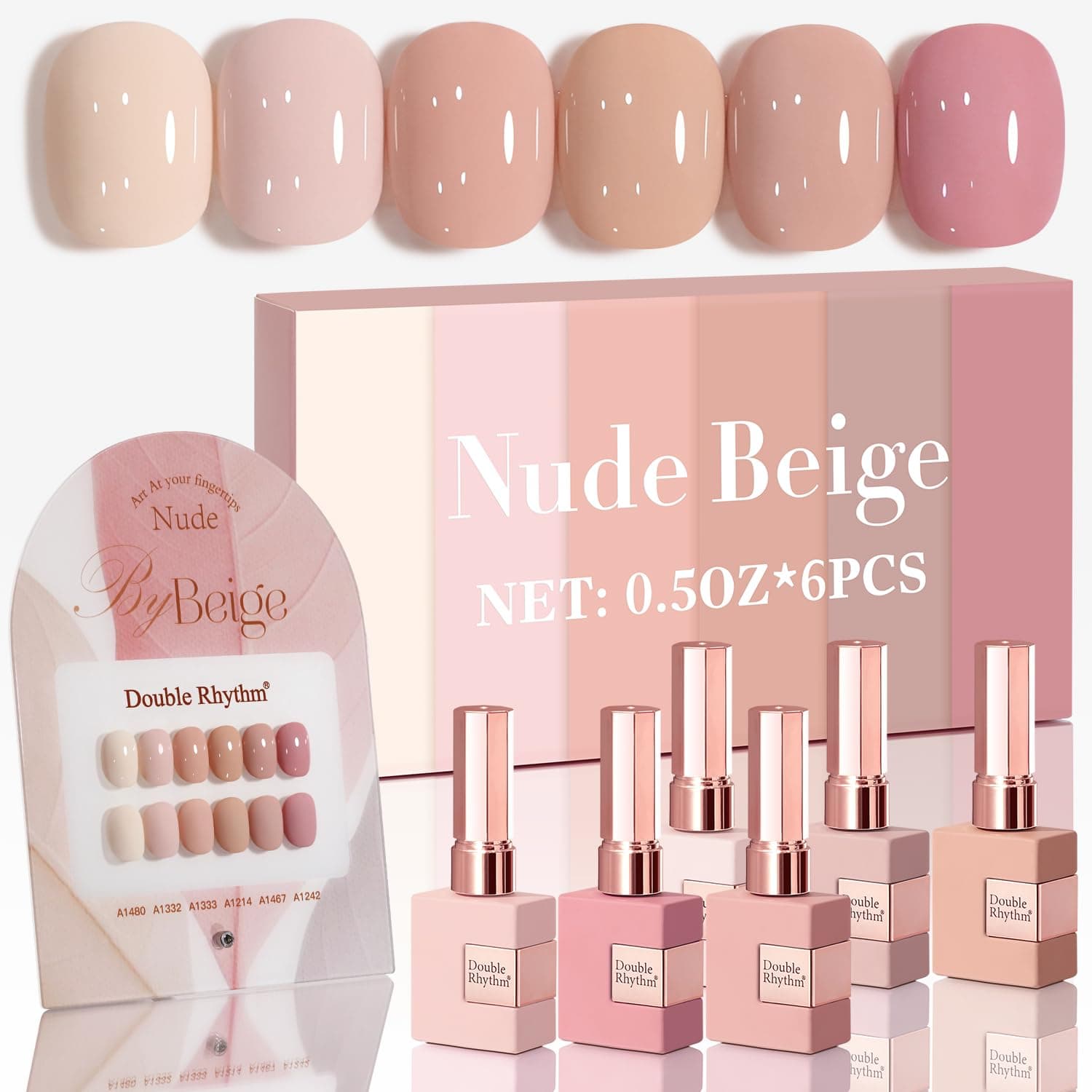 6 Pcs 15 ML Gel Polish Set Same Color Same Bottle Soak Off Gel Polish Kit Nail Art Manicure Salon DIY at Home for Women (Light Beige Nude Pink Neutral Rose-T6-4)