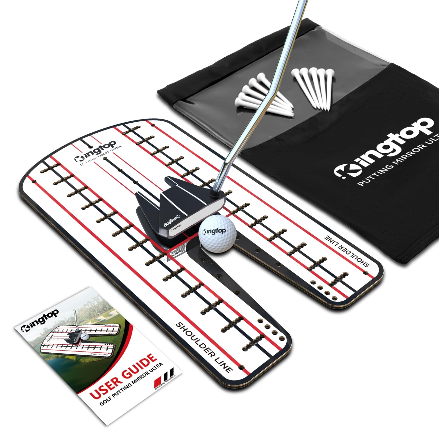 KINGTOP Golf Putting Mirror - Alignment Putting Training Aids for Consistency & Accuracy - Ideal for Indoor | Outdoor Practice, with Carry Bag and Golf Tees