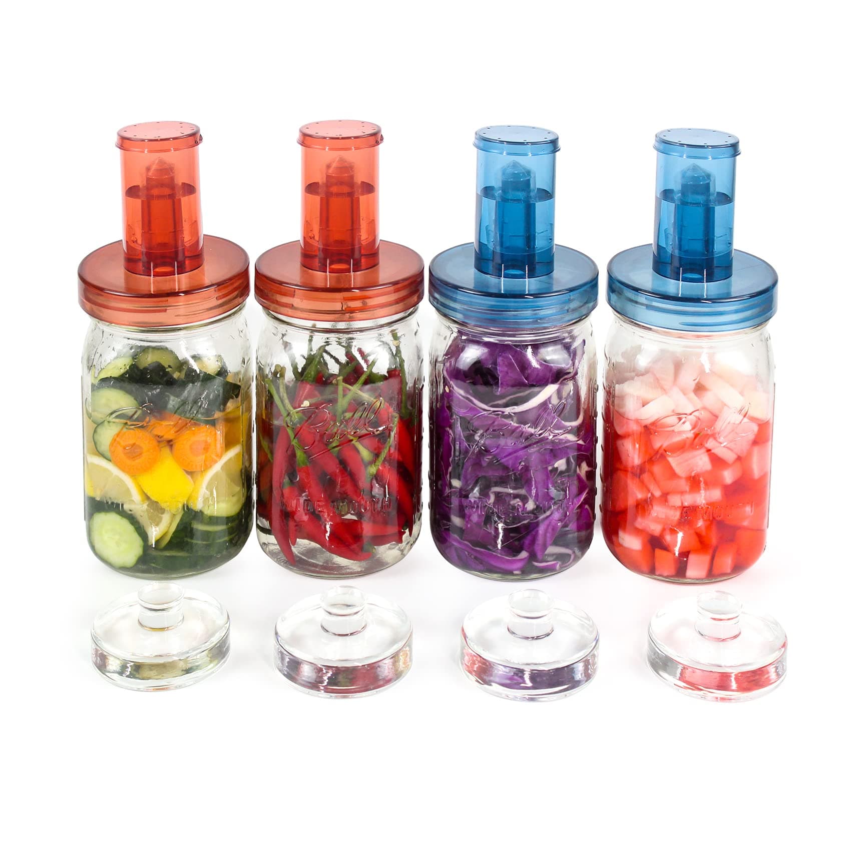 Fermentation Kit-4 Glass Fermentation Weights,4 Fermenting Lids,Compatible With Wide Mouth Mason Jars,for Making Sauerkraut,jam,Kimchi and More