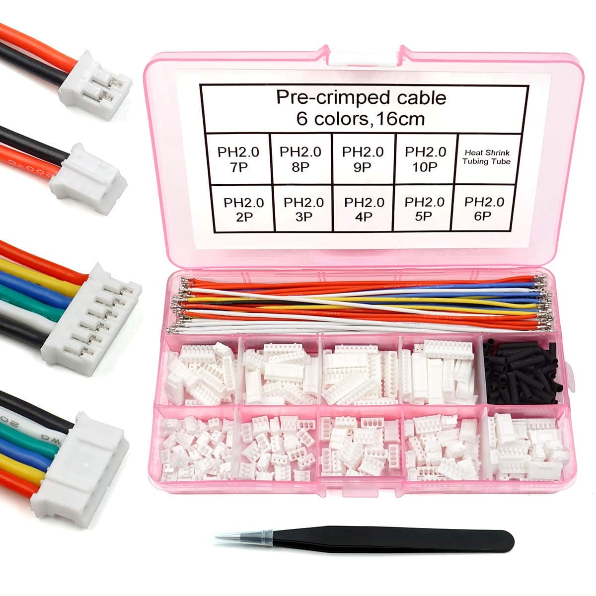 PH 2.0 Connector Pre-Crimped Cable Kit Compatible with JST-PH 2.0mm for Battery JJRC H36 Blade Inductrix Tiny Whoop Arduino mkr1010 MKR Zero and MKR Vidor 4000 (Connector&Wire)