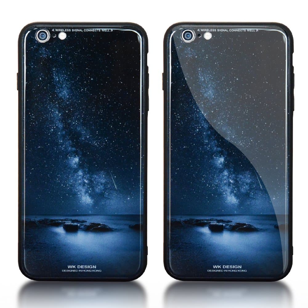 Clouds Compatible iPhone 8 Plus Case/iPhone 7 Plus Case,Premium Cool Shockproof Protective Starry Night Pattern with Anti-Scracth Glass Back Cover case