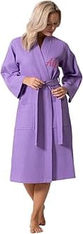 Turkish Linen Waffle Knit Lightweight Kimono Spa & Bath Robes for Women - Quick Dry - Soft