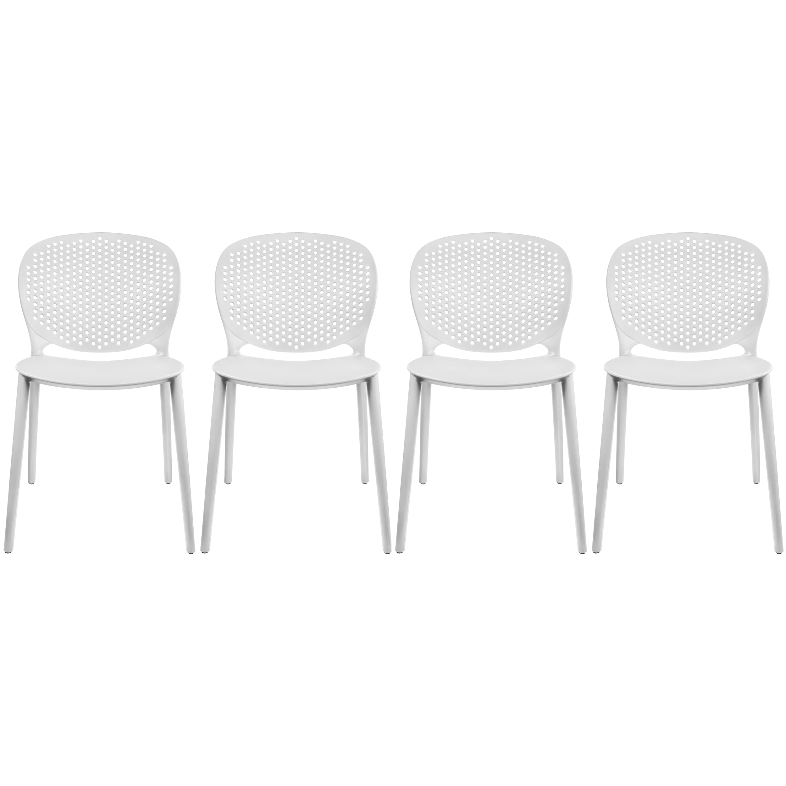 2xhome Set of 4 Patio Dining Chairs | Modern Stackable Outdoor Pool Side Chair | Weather Resistant Plastic for Yard, Porch, Balcony, Kitchen, White