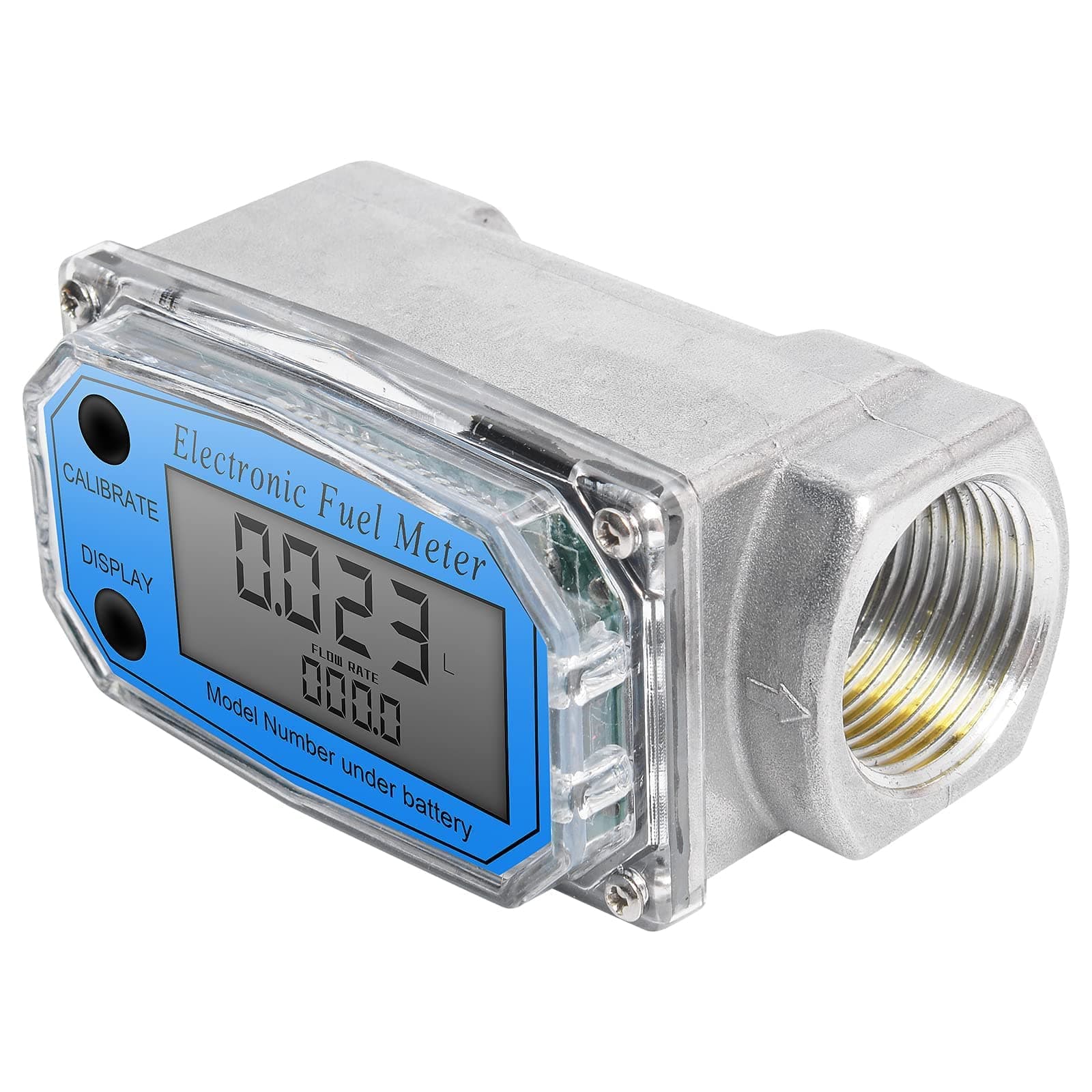 2" Digital Turbine Flow Meter, LCD Digital Display Flowmeter, Gas Oil Fuel Flowmeter for Diesel, Kerosene, Gasoline, Aluminum Stainless Steel, Flow Rate of 60-500LPM(15-132GPM).